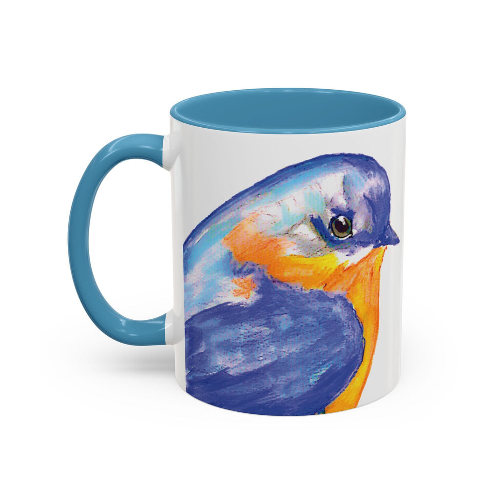 Watercolor Bluebird Two Tone Ceramic Coffee Mugs - Blue Cava