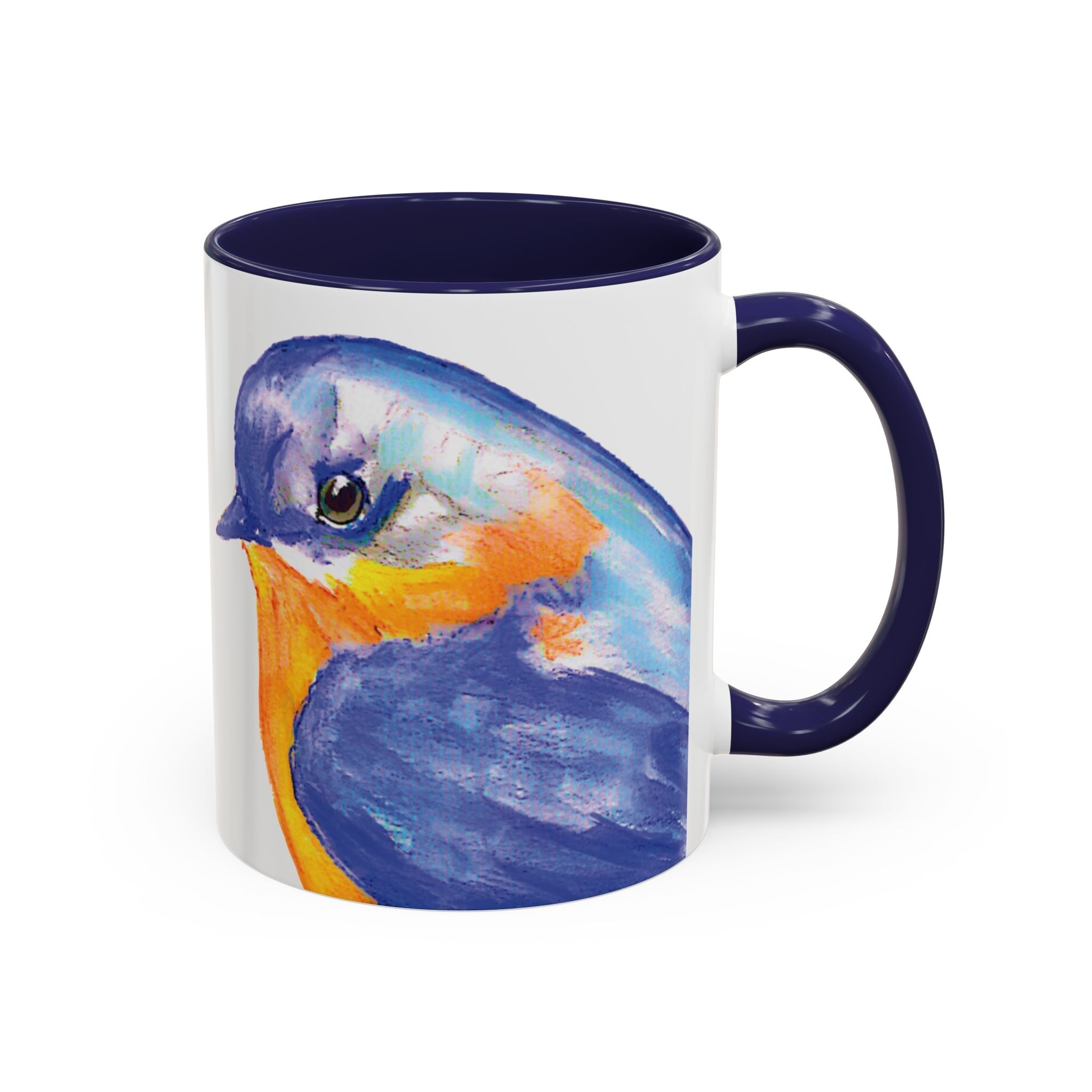 Watercolor Bluebird Two Tone Ceramic Coffee Mugs - Blue Cava