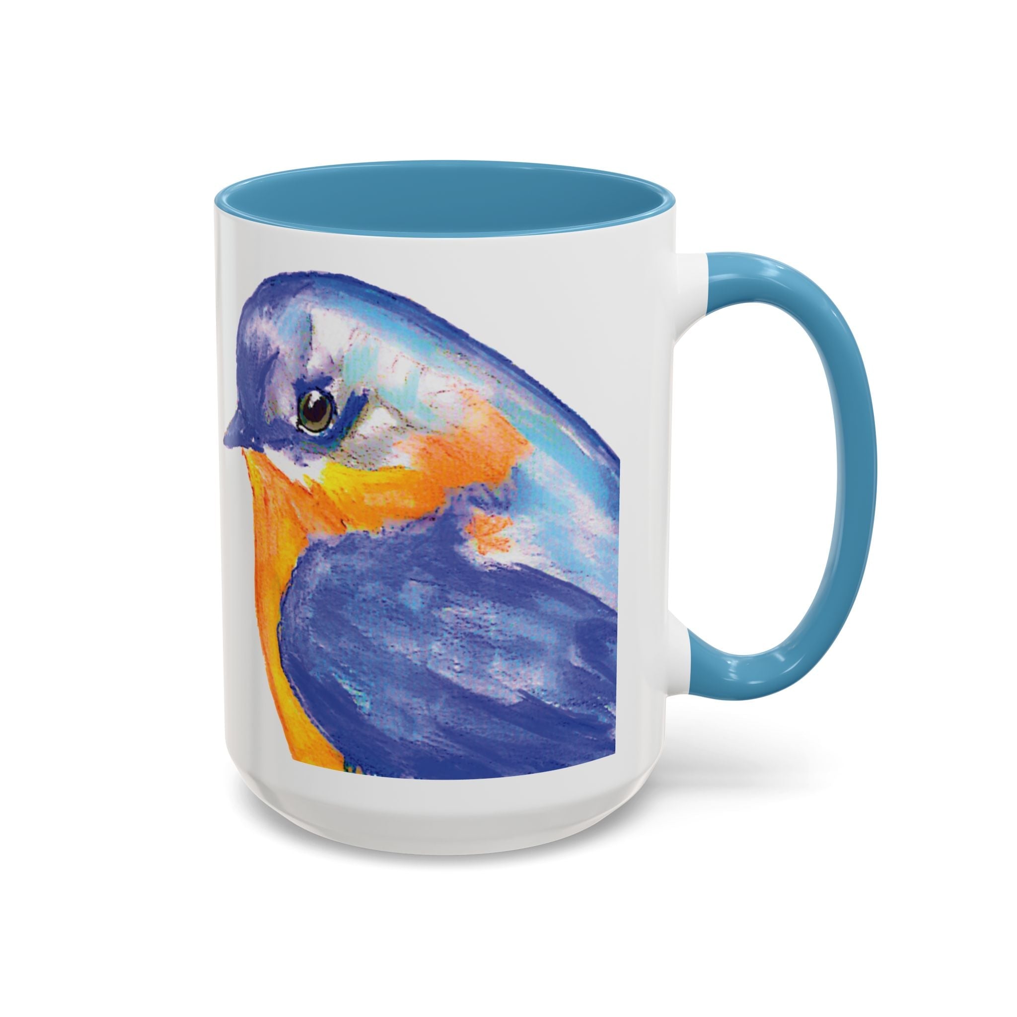 Watercolor Bluebird Two Tone Ceramic Coffee Mugs - Blue Cava