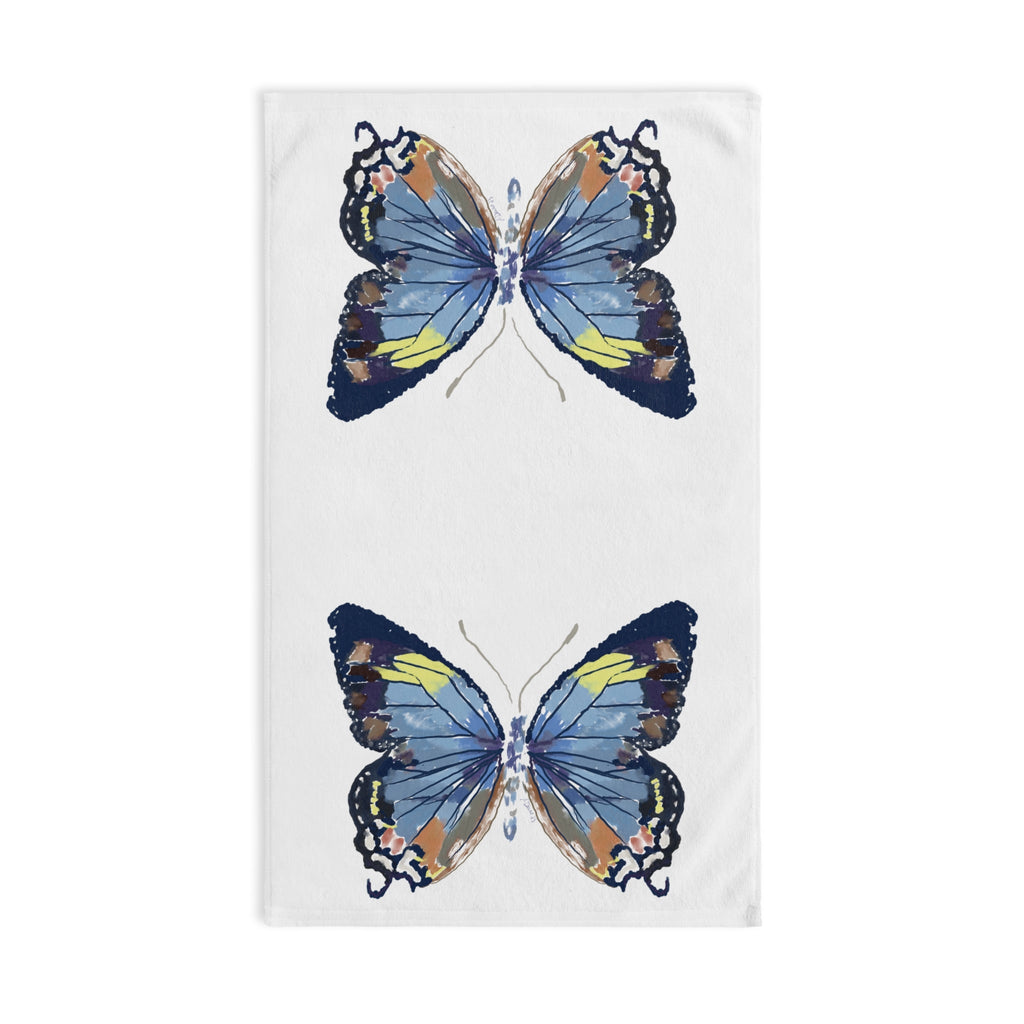 Watercolor Butterfly Hand Towel — Soft Cotton Kitchen & Bath Towel - Blue Cava