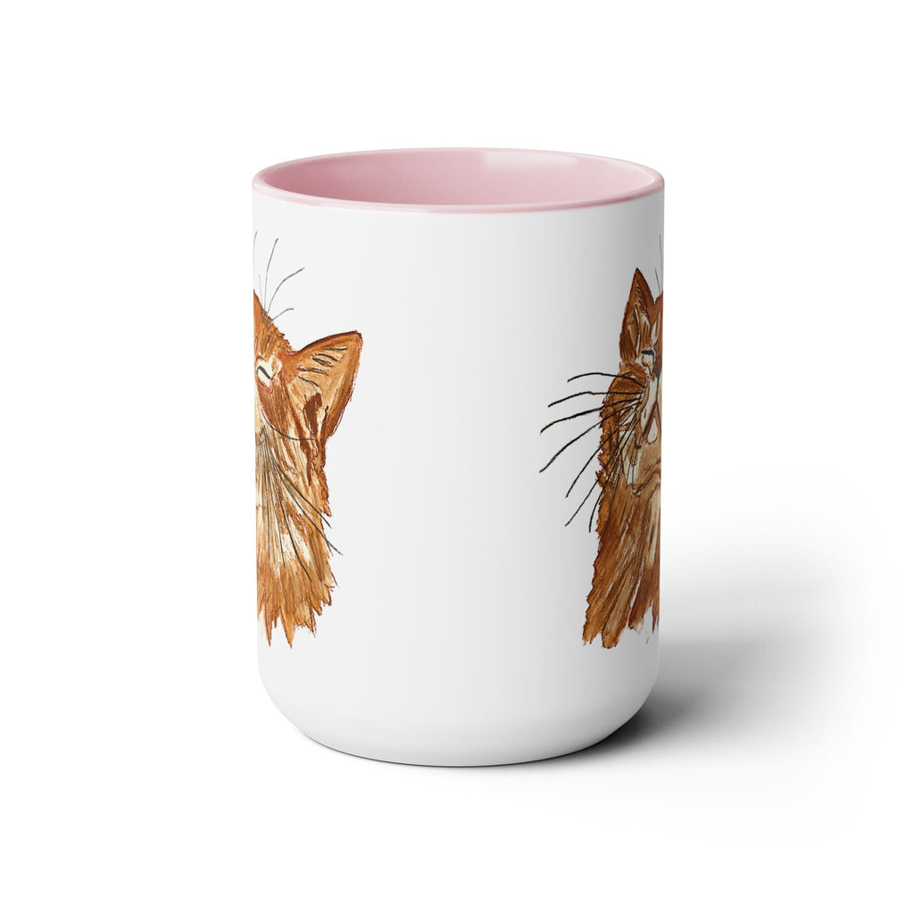 Watercolor Cat Two - Tone Ceramic Coffee Mugs - Blue Cava