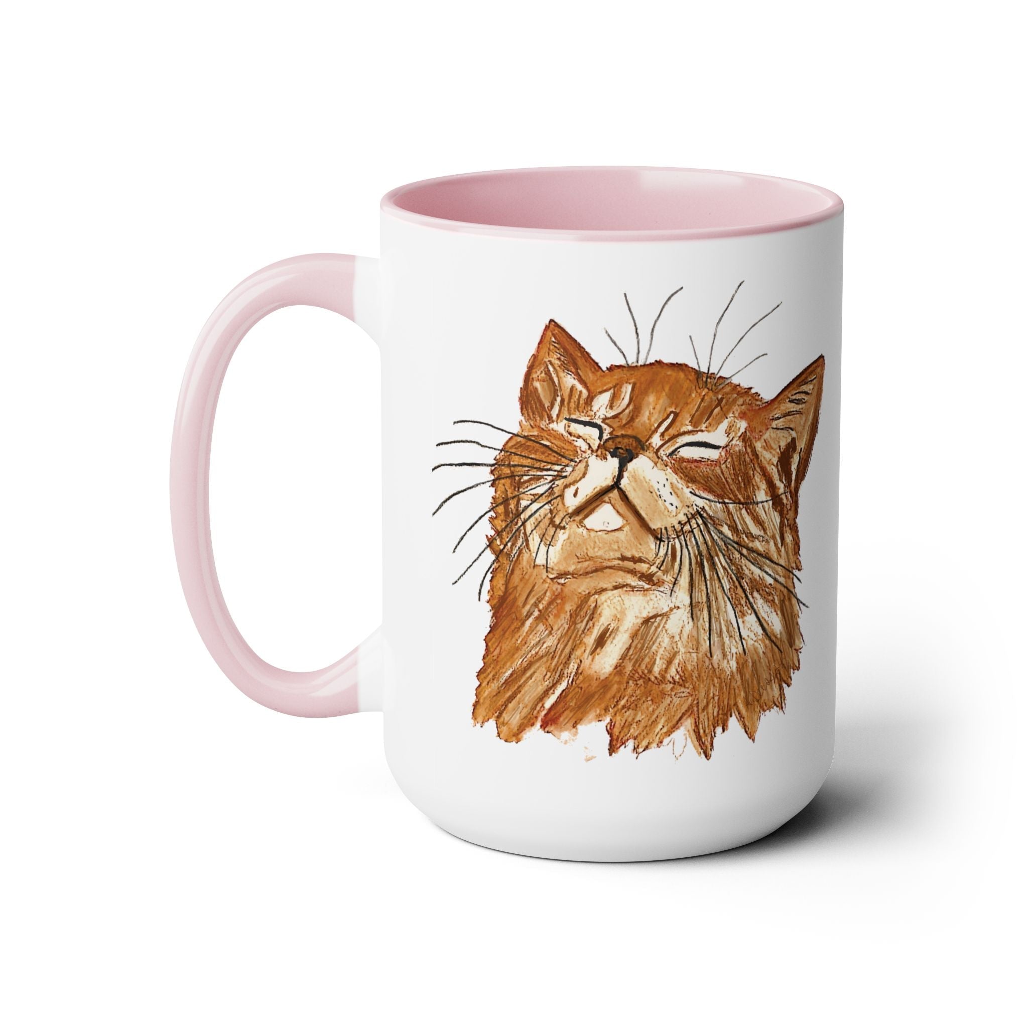 Watercolor Cat Two - Tone Ceramic Coffee Mugs - Blue Cava