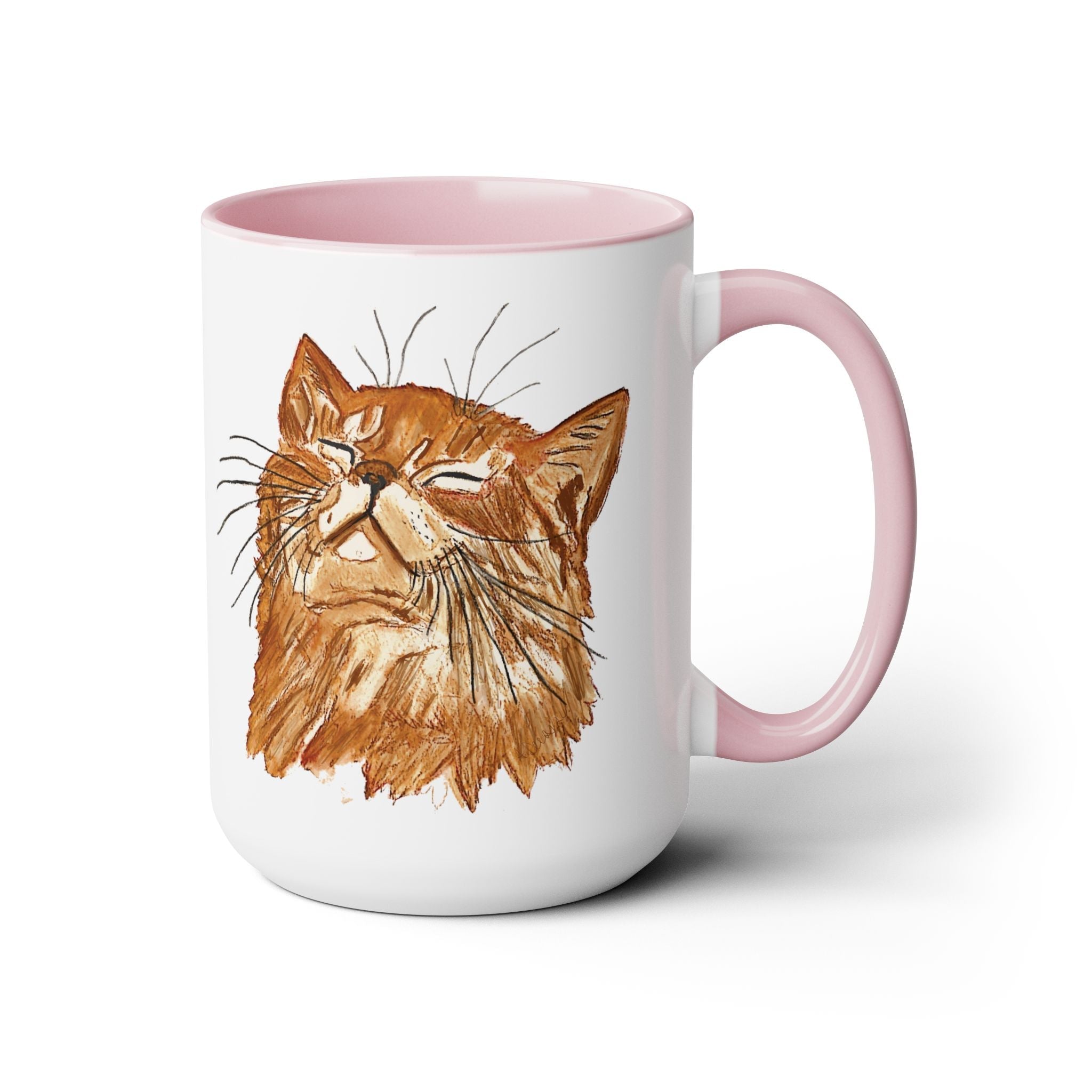 Watercolor Cat Two - Tone Ceramic Coffee Mugs - Blue Cava
