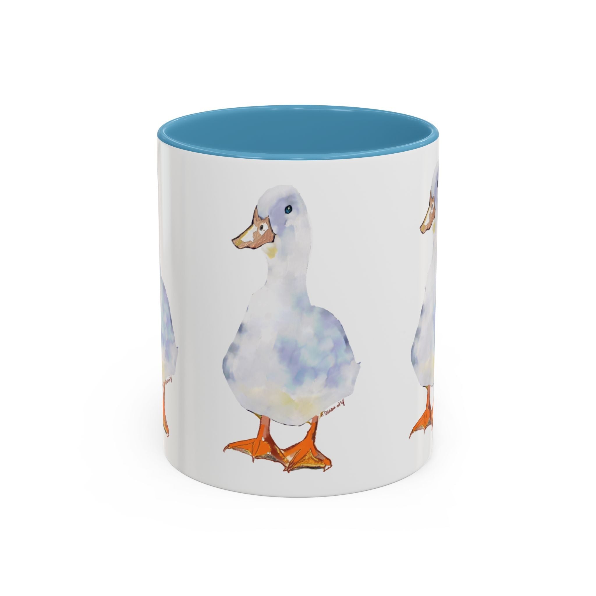 Watercolor Duck Two Tone Ceramic Coffee Mugs - Blue Cava