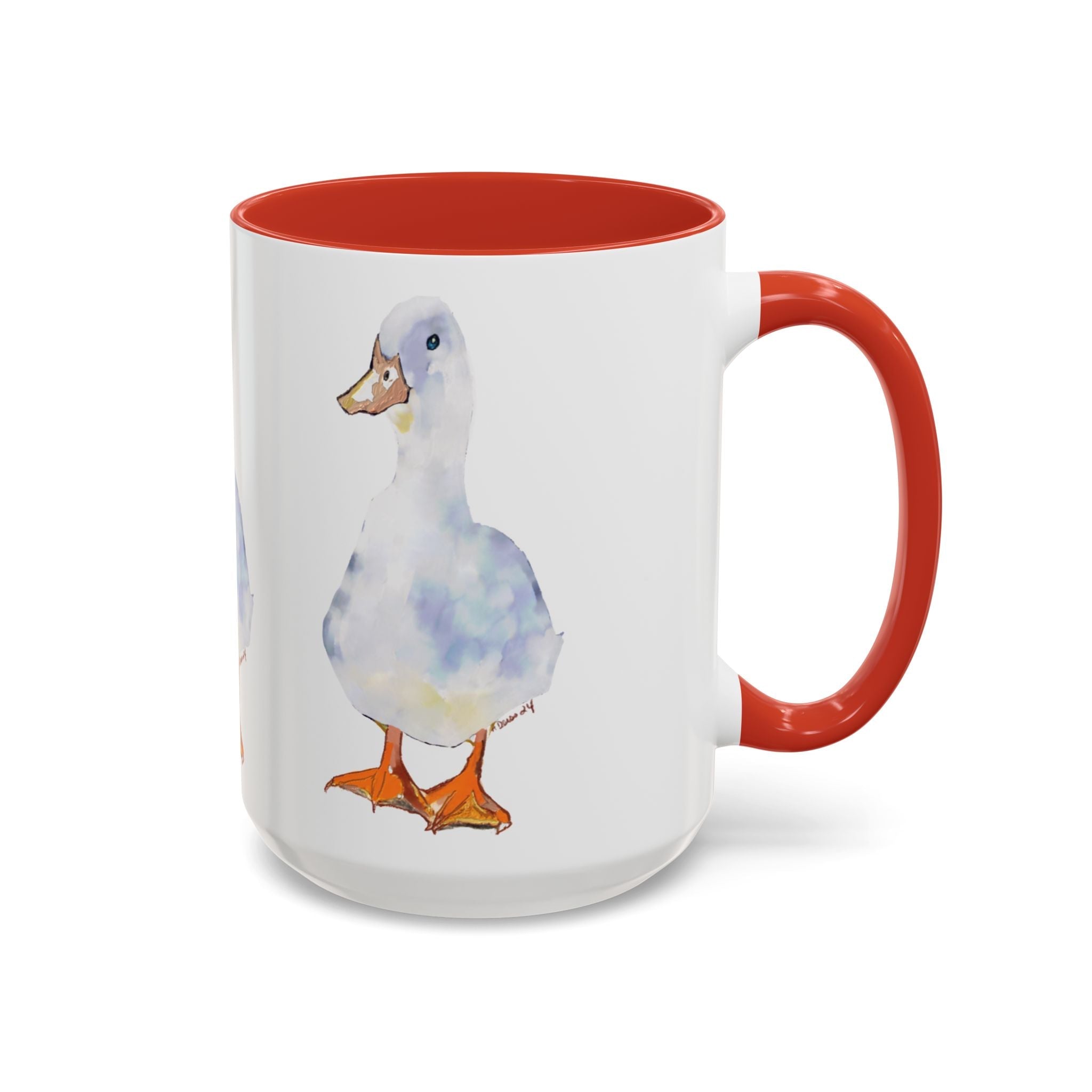 Watercolor Duck Two Tone Ceramic Coffee Mugs - Blue Cava
