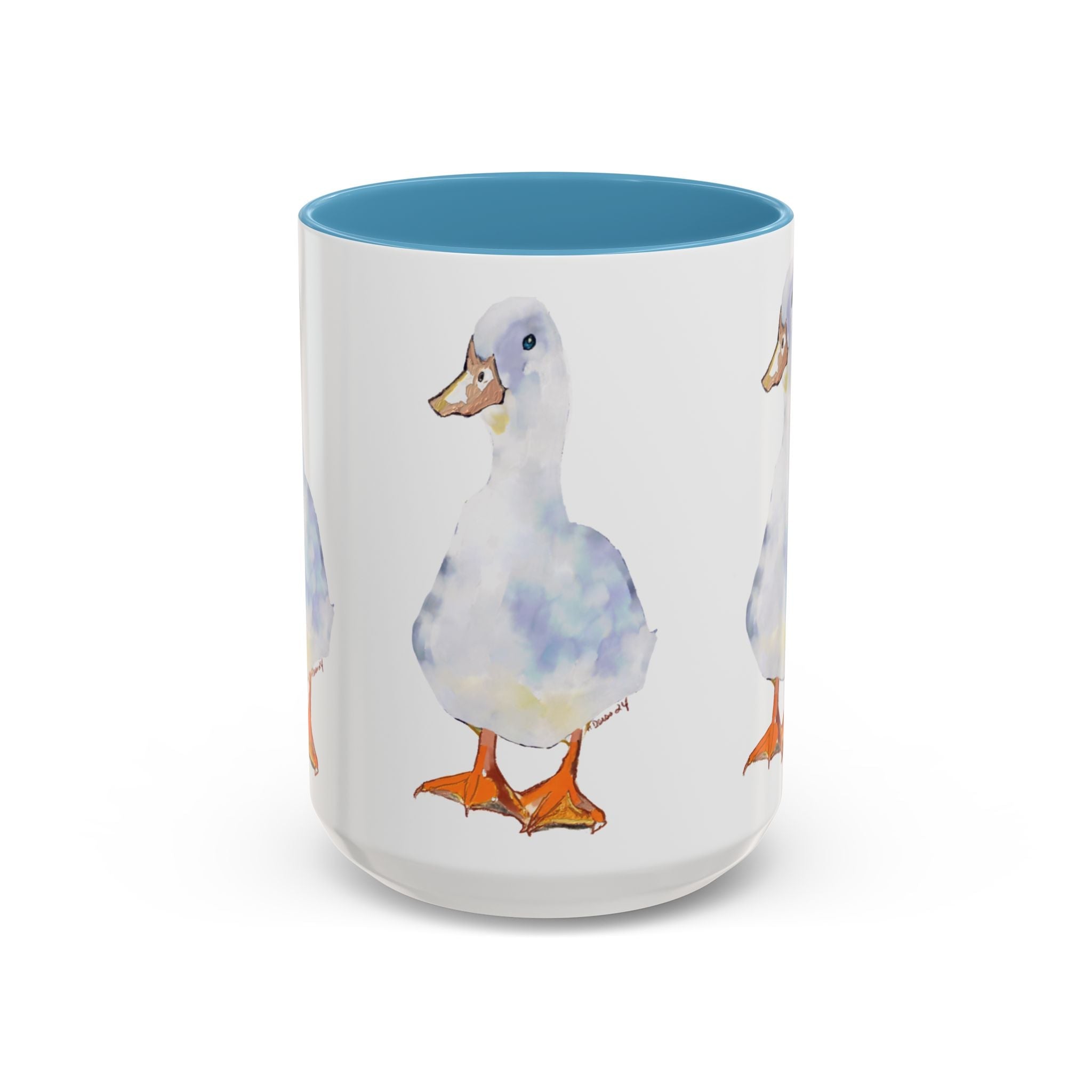 Watercolor Duck Two Tone Ceramic Coffee Mugs - Blue Cava