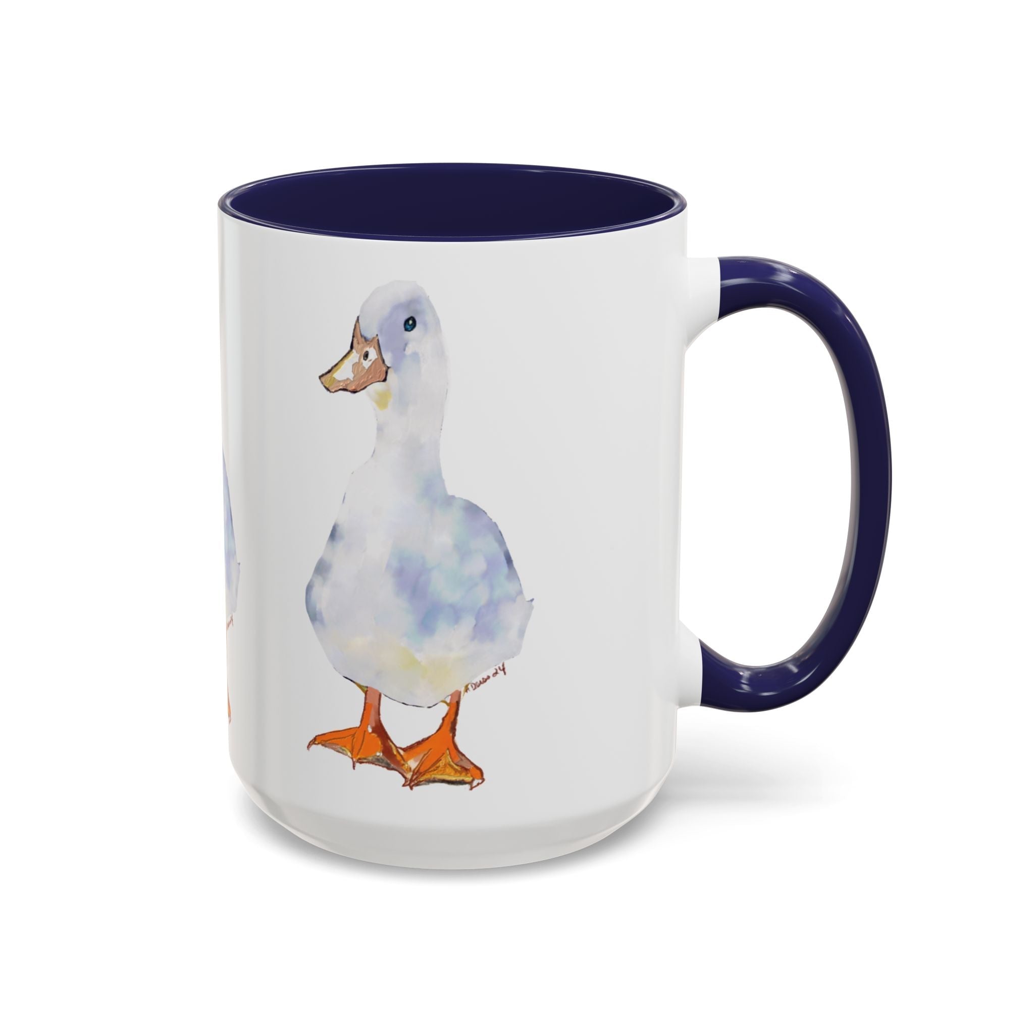 Watercolor Duck Two Tone Ceramic Coffee Mugs - Blue Cava