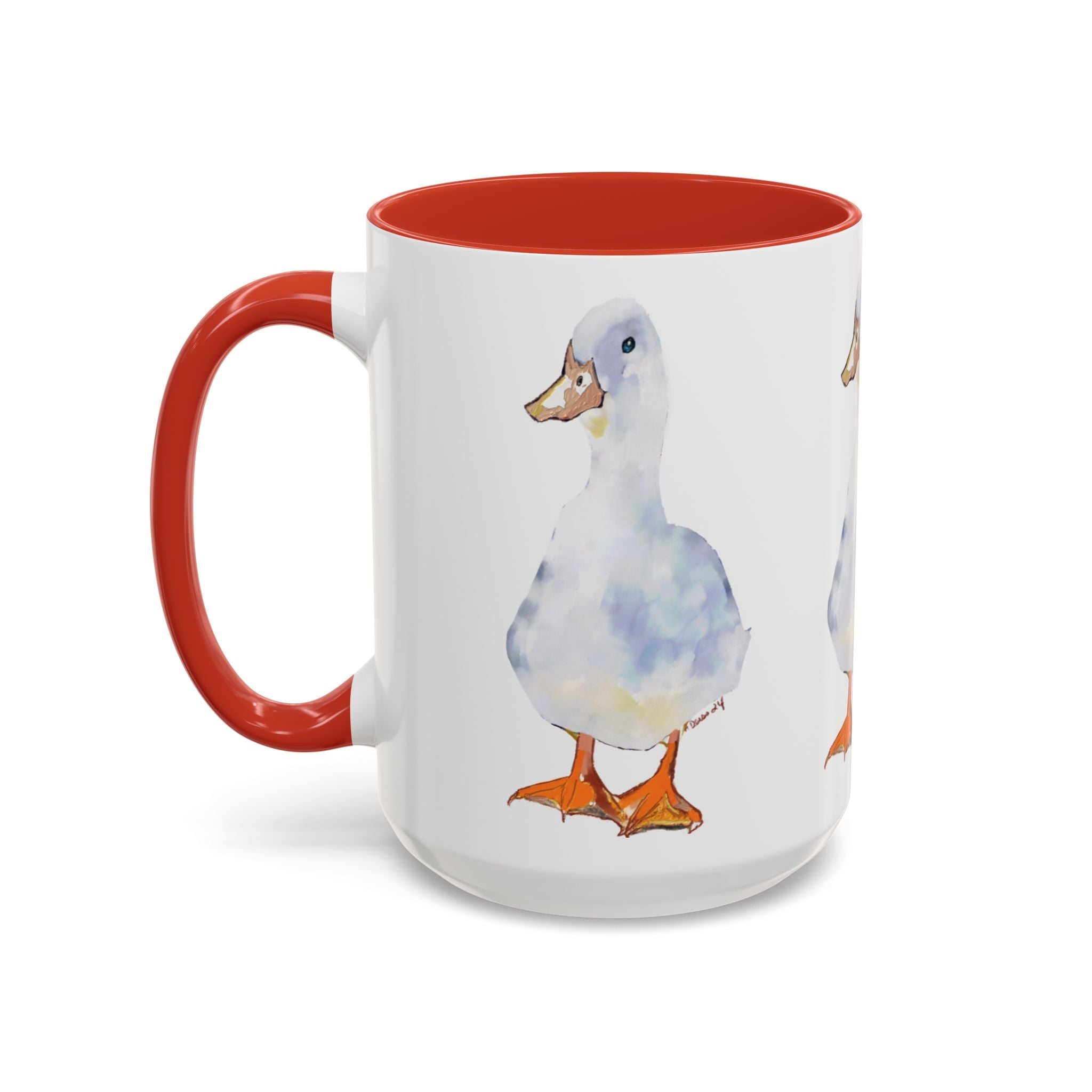Watercolor Duck Two Tone Ceramic Coffee Mugs - Blue Cava