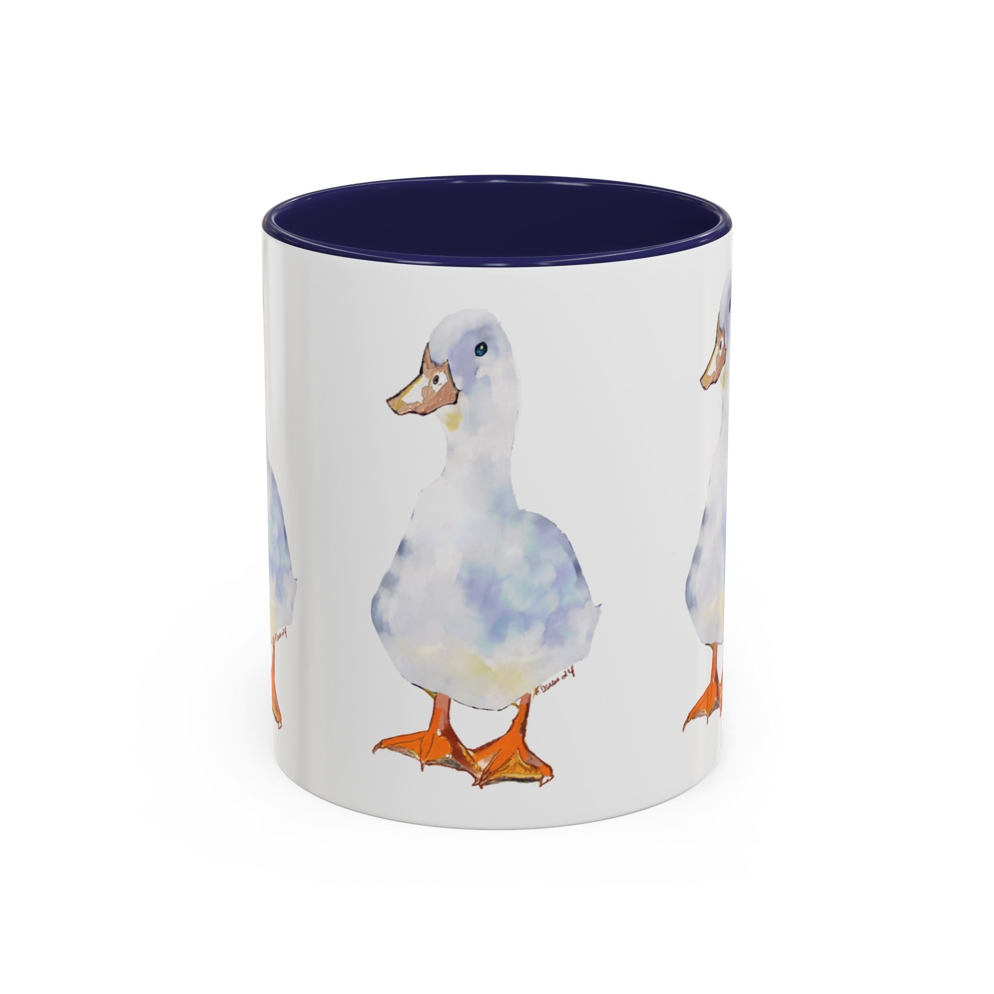 Watercolor Duck Two Tone Ceramic Coffee Mugs - Blue Cava