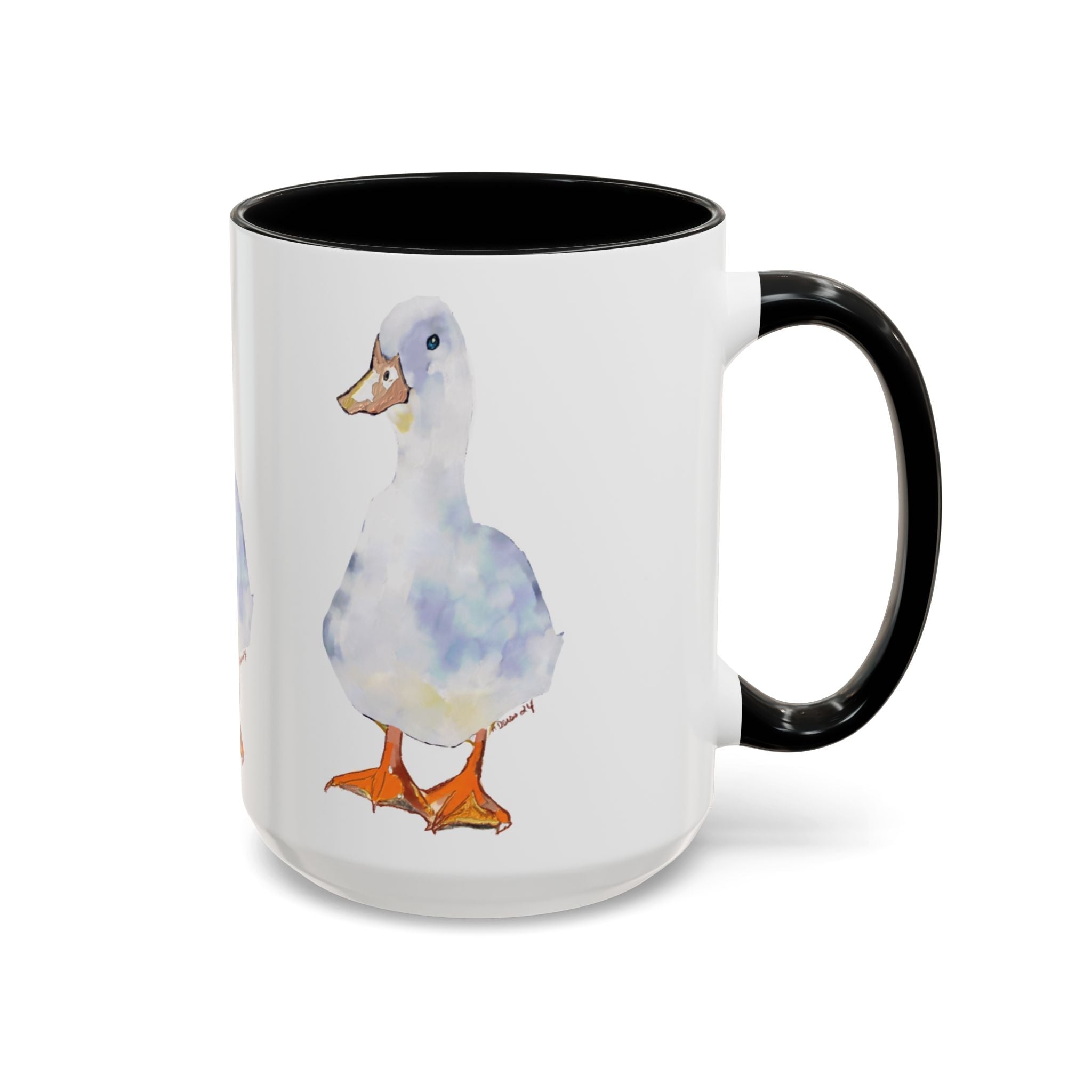 Watercolor Duck Two Tone Ceramic Coffee Mugs - Blue Cava