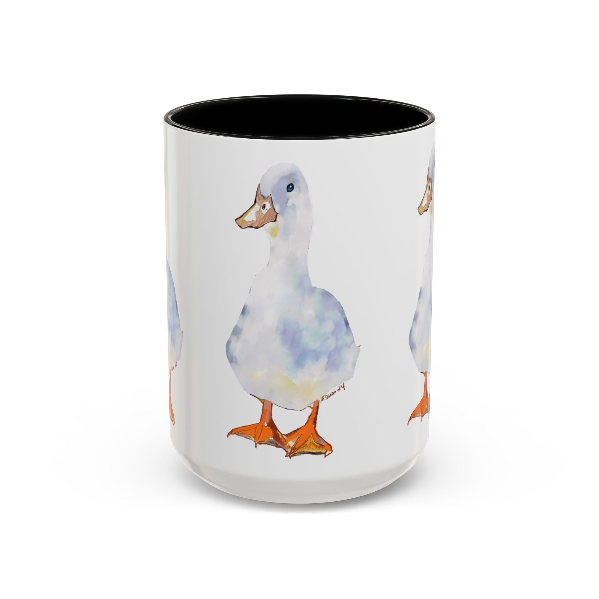 Watercolor Duck Two Tone Ceramic Coffee Mugs - Blue Cava