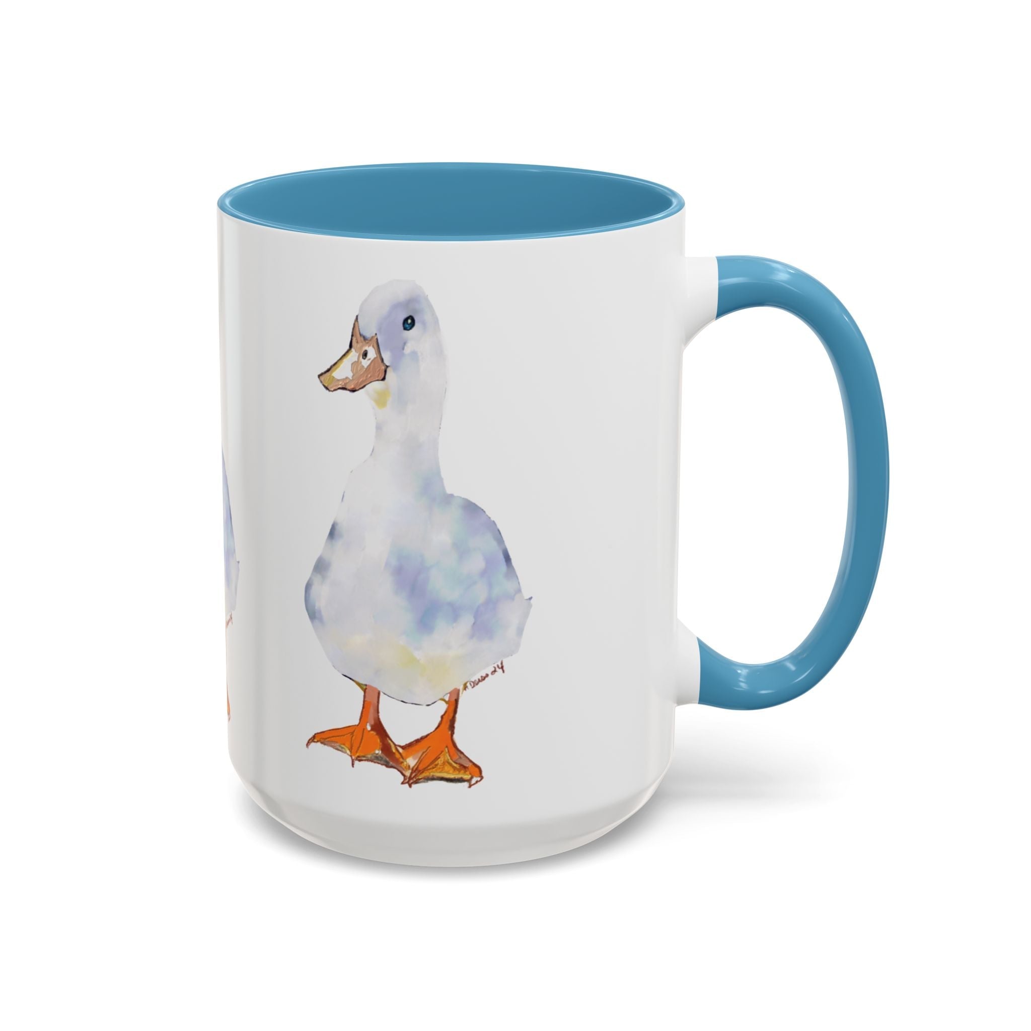 Watercolor Duck Two Tone Ceramic Coffee Mugs - Blue Cava