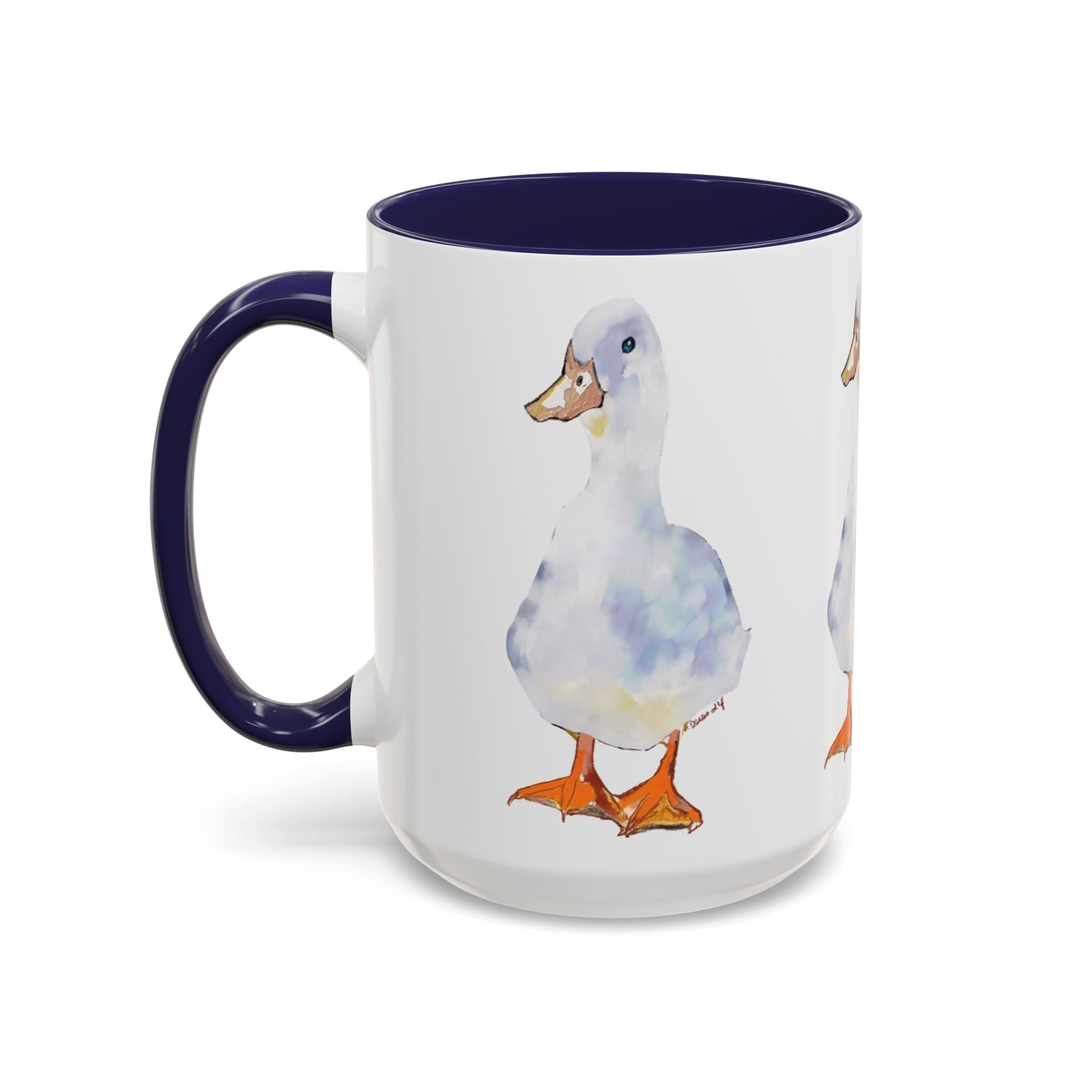 Watercolor Duck Two Tone Ceramic Coffee Mugs - Blue Cava