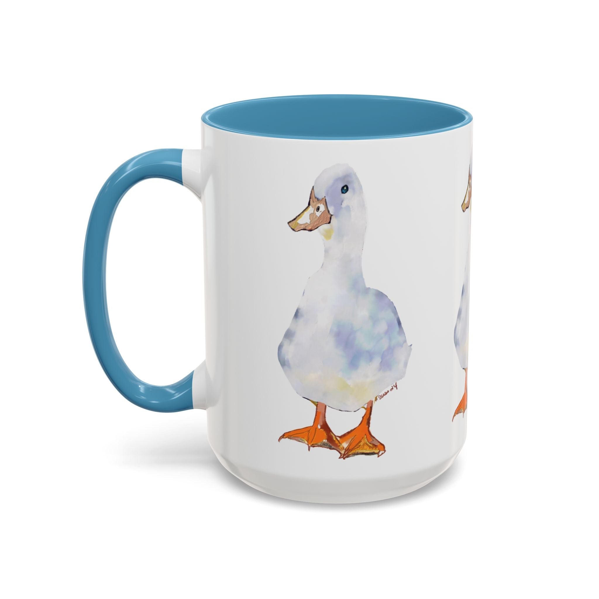 Watercolor Duck Two Tone Ceramic Coffee Mugs - Blue Cava