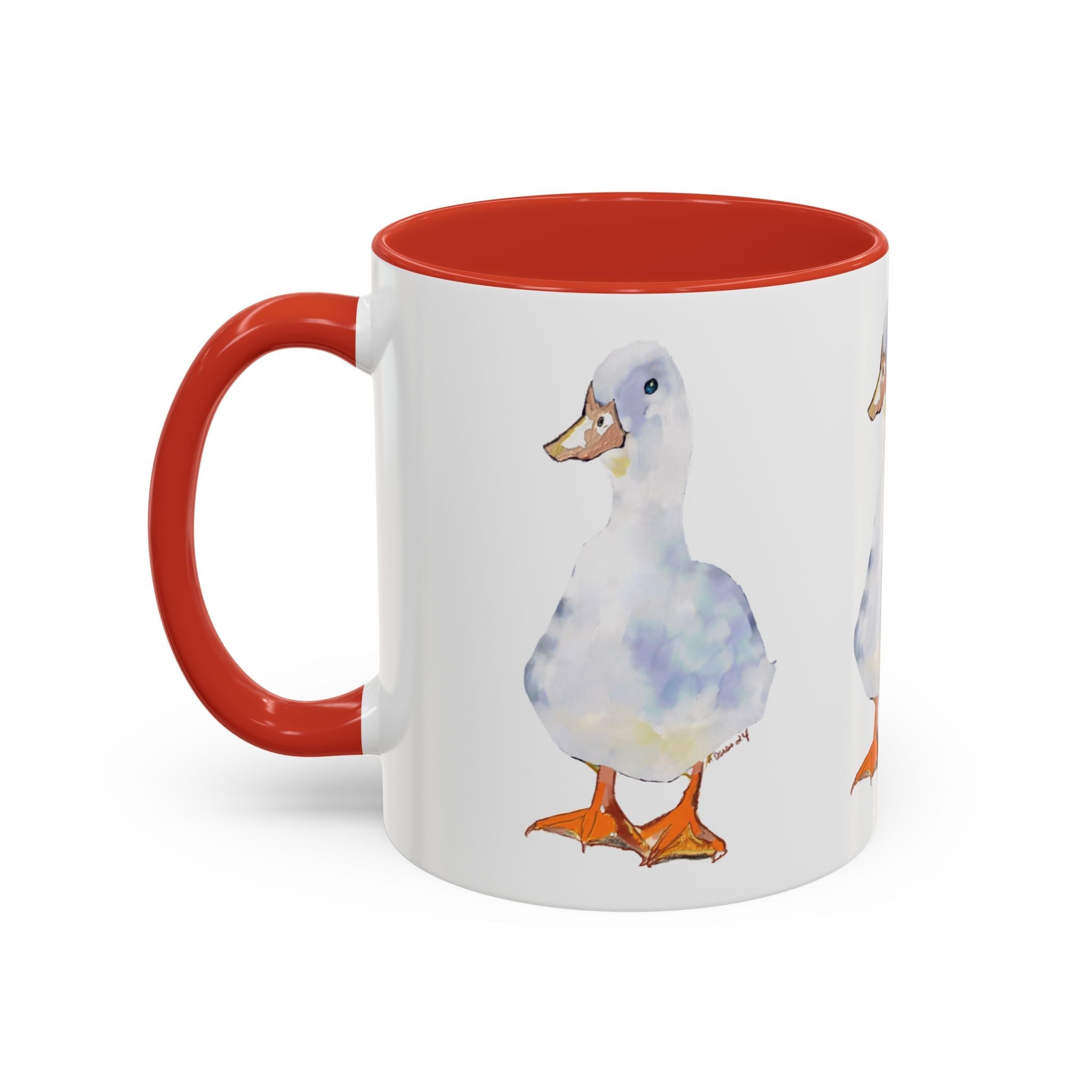 Watercolor Duck Two Tone Ceramic Coffee Mugs - Blue Cava