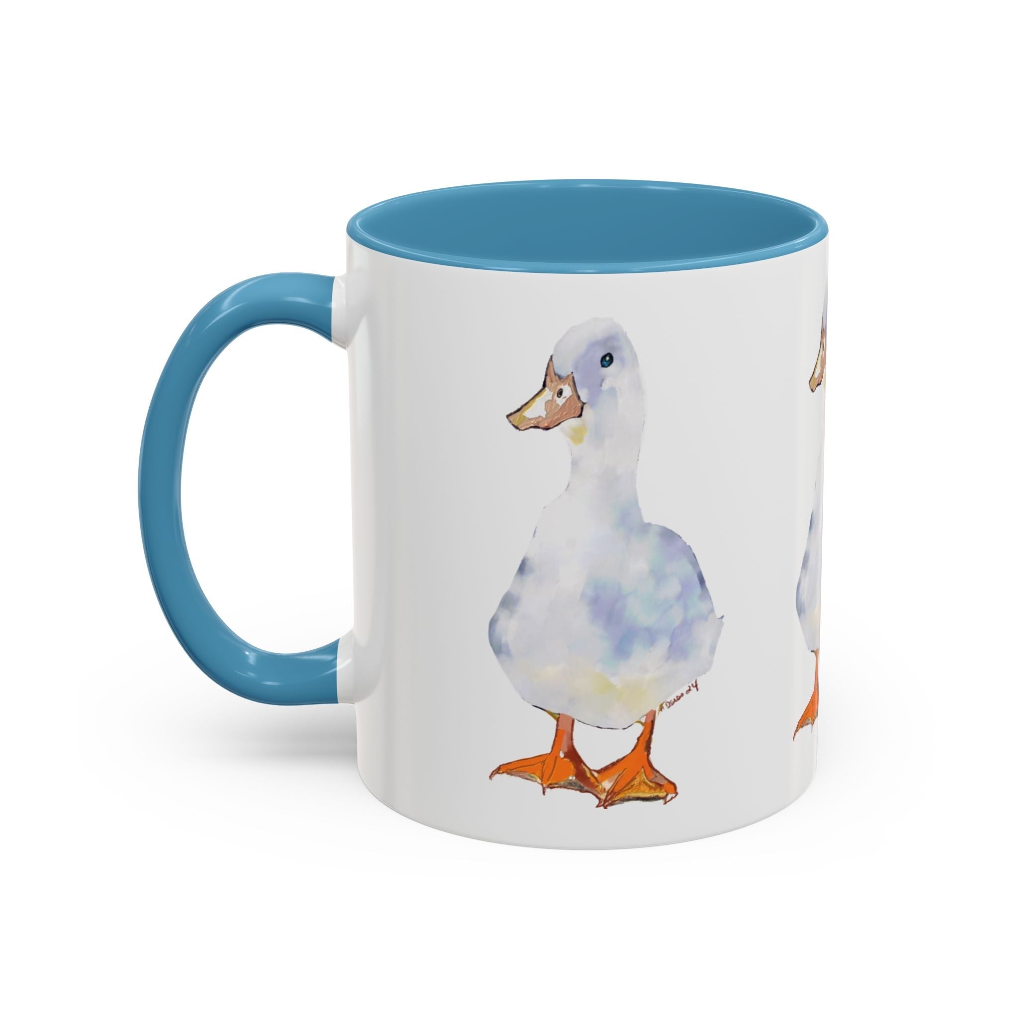 Watercolor Duck Two Tone Ceramic Coffee Mugs - Blue Cava