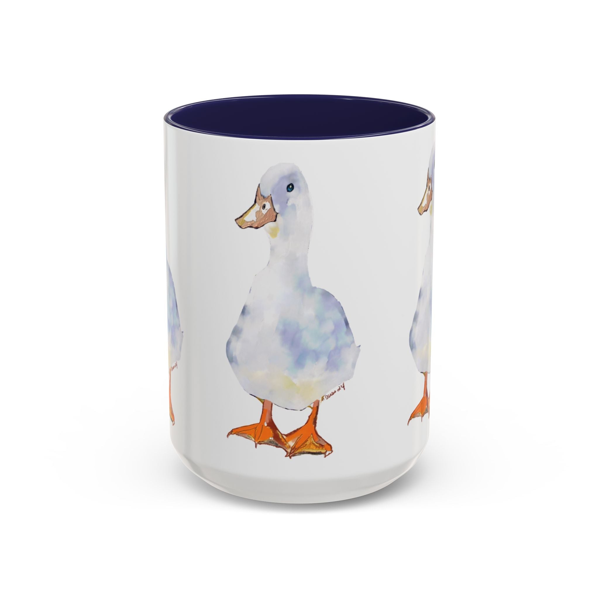 Watercolor Duck Two Tone Ceramic Coffee Mugs - Blue Cava