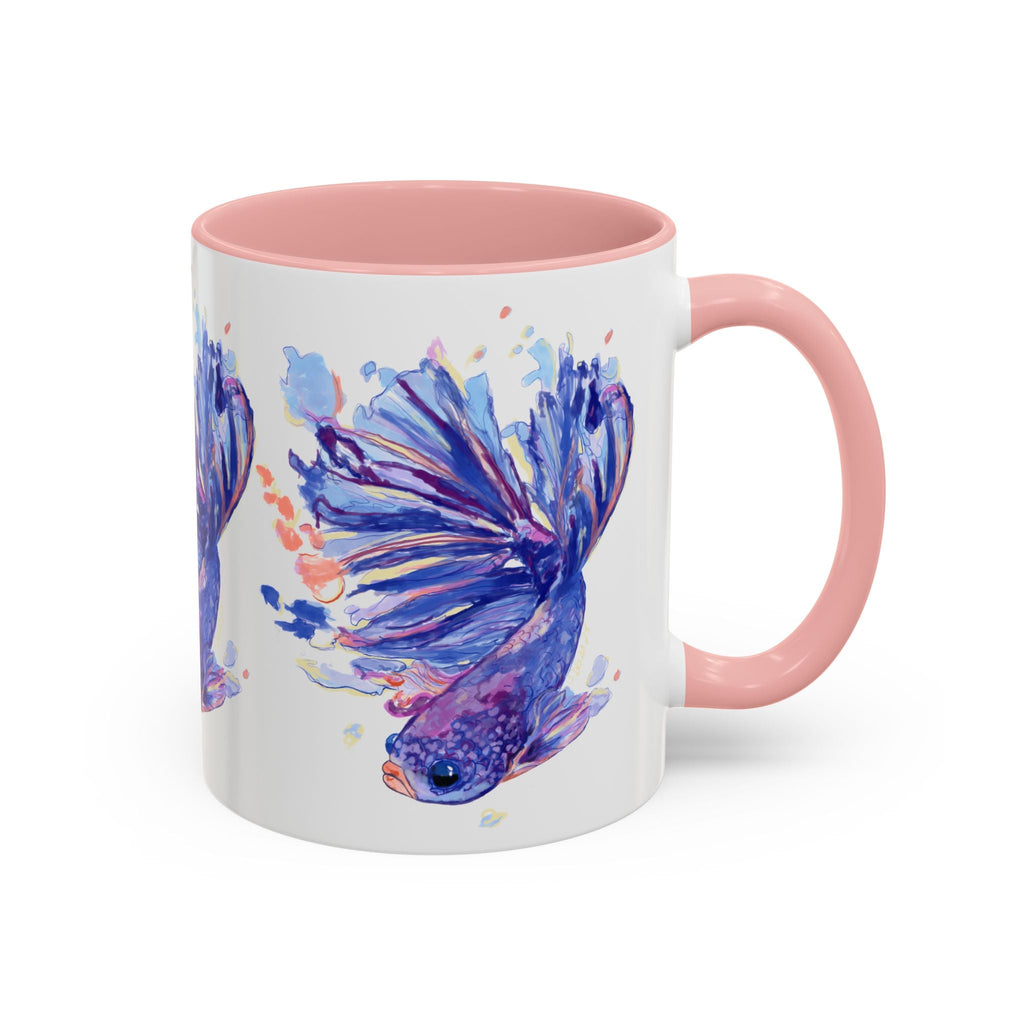 Watercolor Fish Two Tone Ceramic Coffee Mugs - Blue Cava