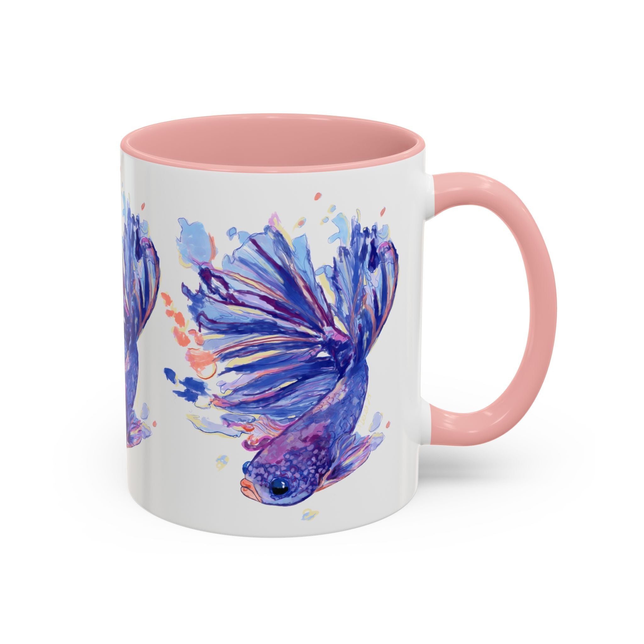 Watercolor Fish Two Tone Ceramic Coffee Mugs - Blue Cava