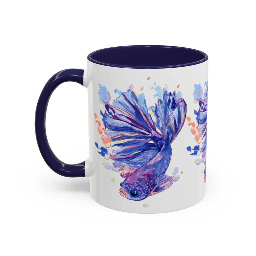 Watercolor Fish Two Tone Ceramic Coffee Mugs - Blue Cava