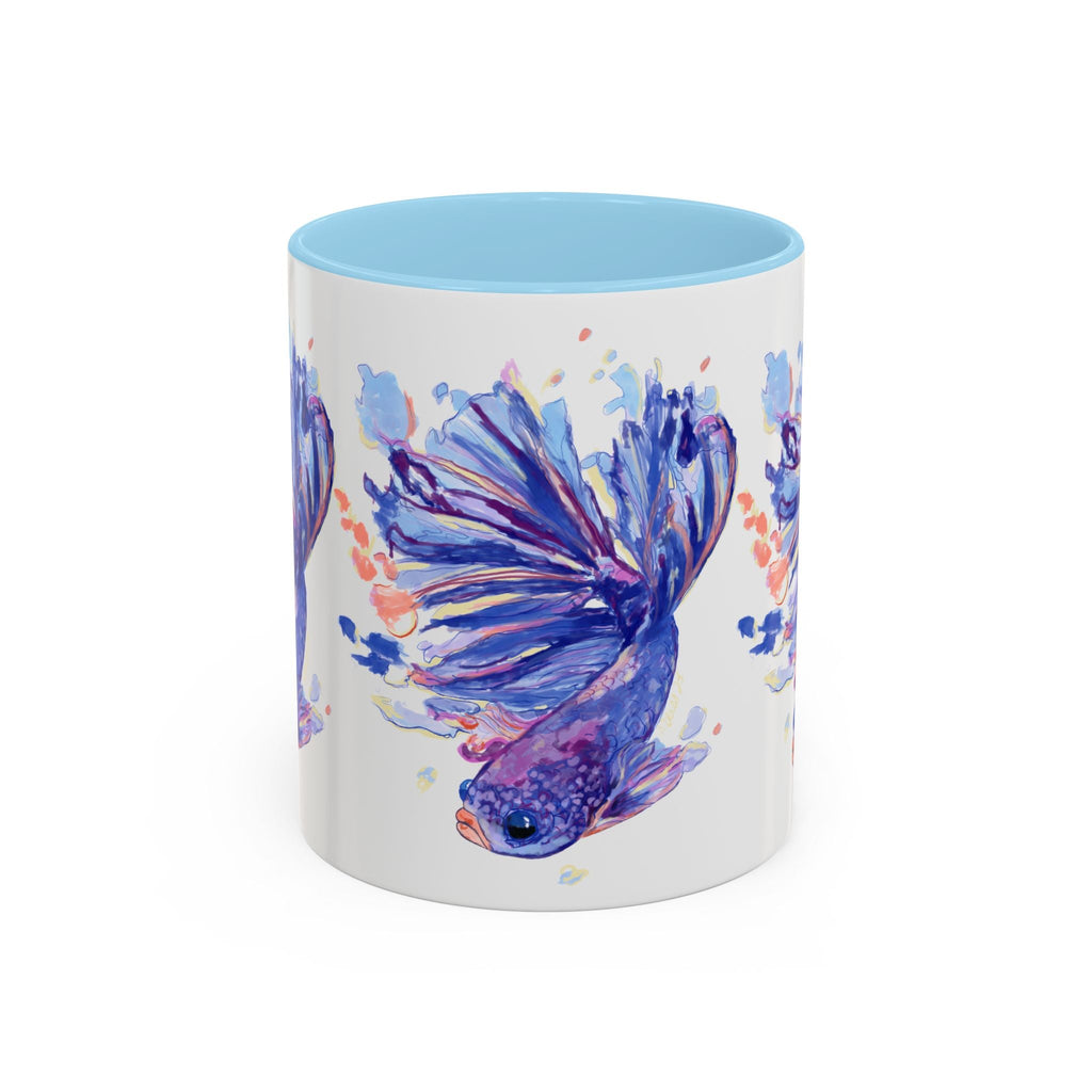 Watercolor Fish Two Tone Ceramic Coffee Mugs - Blue Cava
