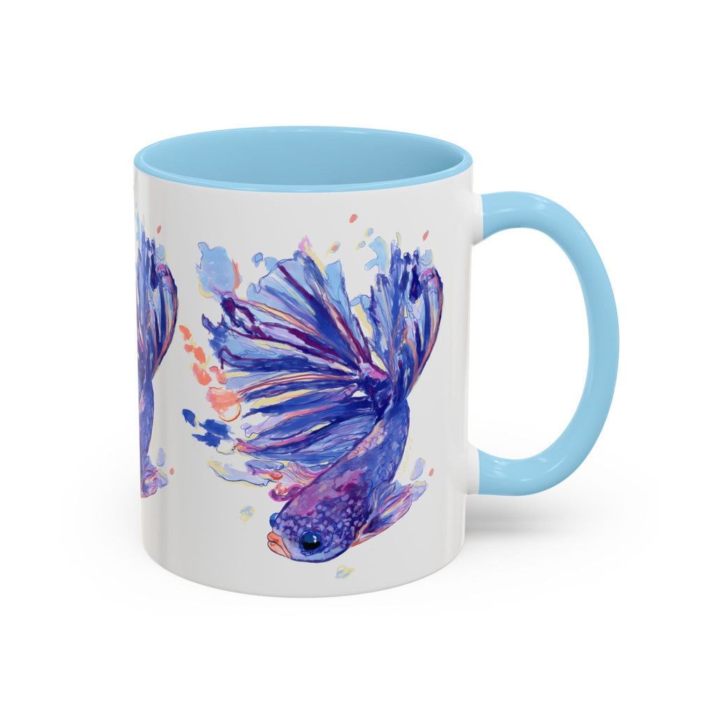 Watercolor Fish Two Tone Ceramic Coffee Mugs - Blue Cava