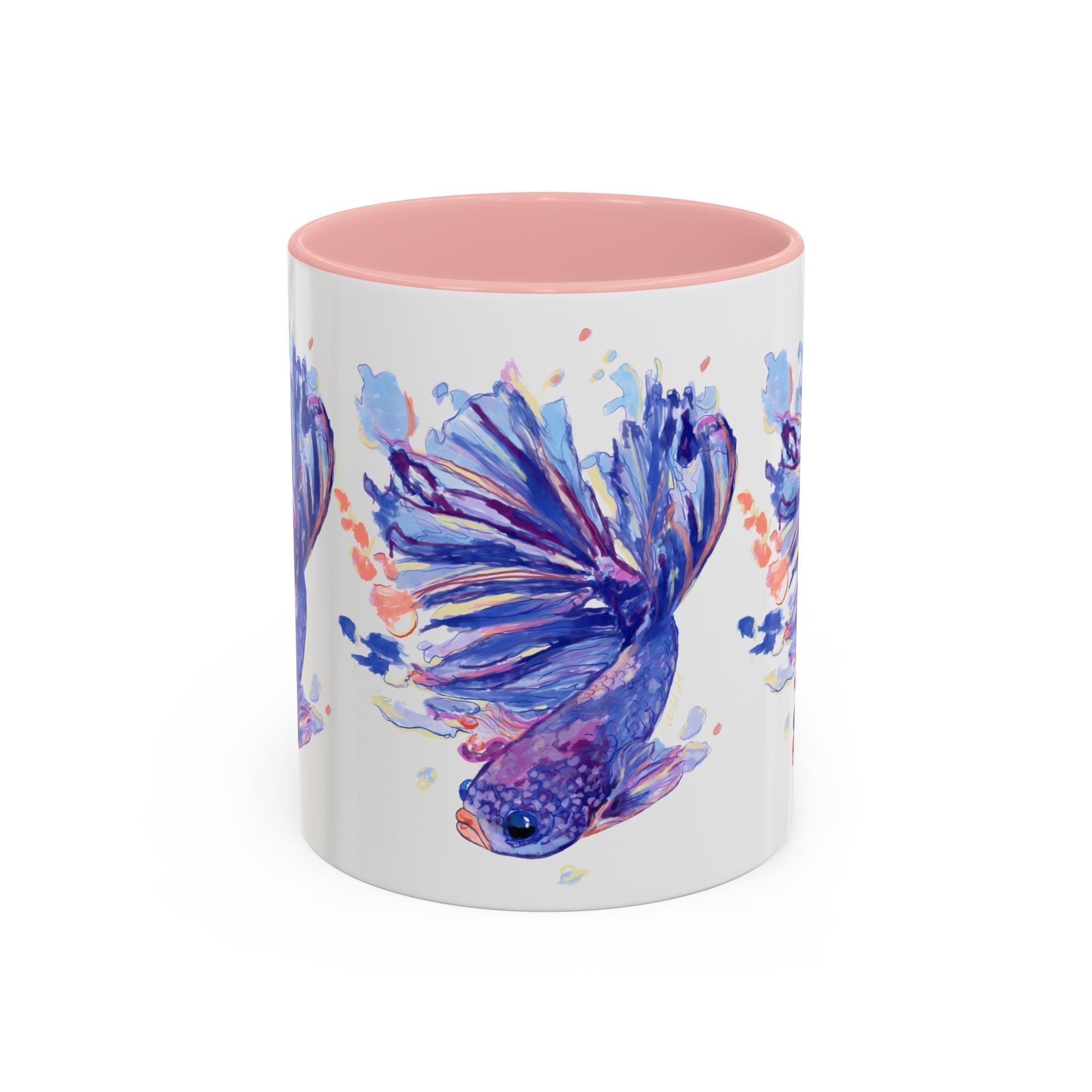 Watercolor Fish Two Tone Ceramic Coffee Mugs - Blue Cava