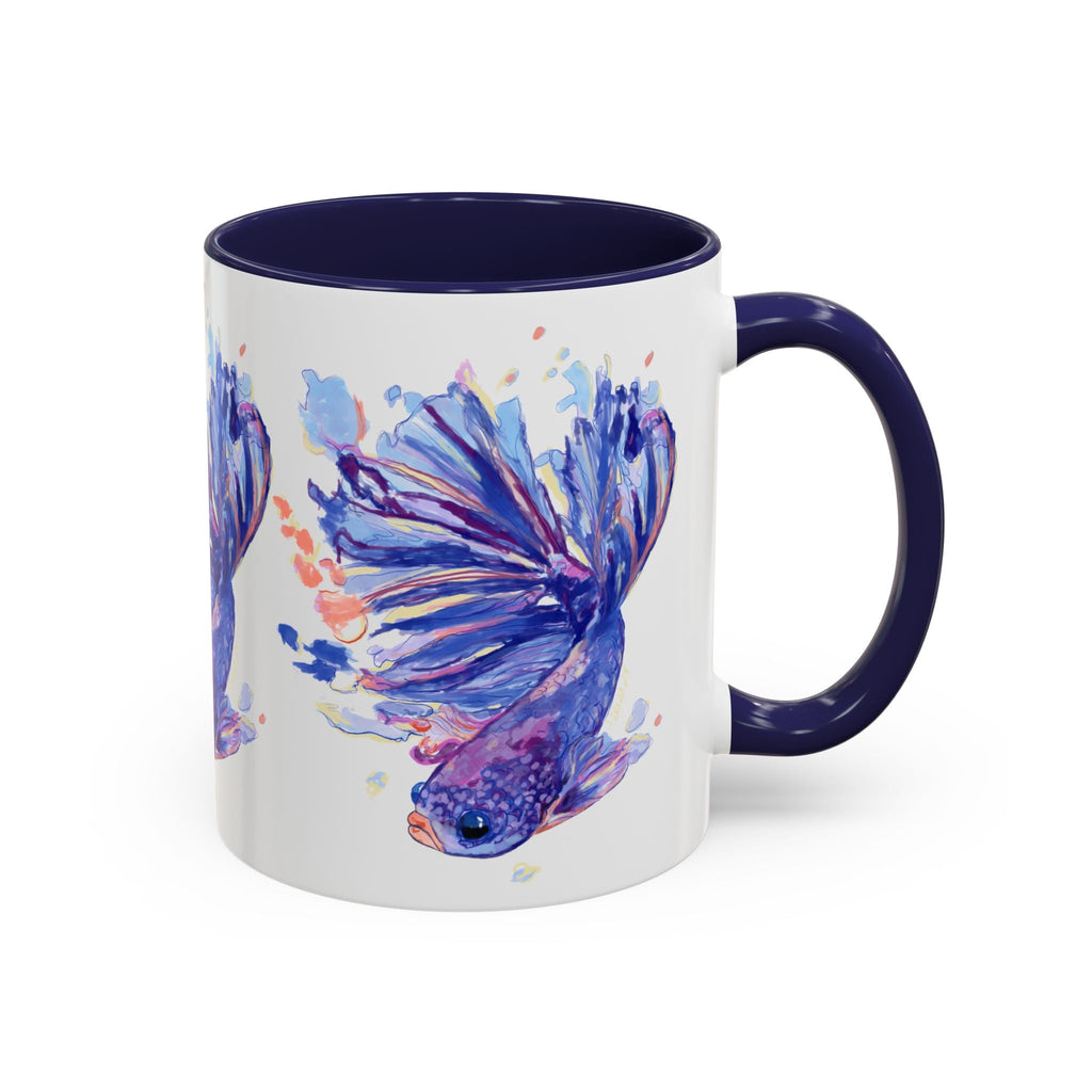 Watercolor Fish Two Tone Ceramic Coffee Mugs - Blue Cava
