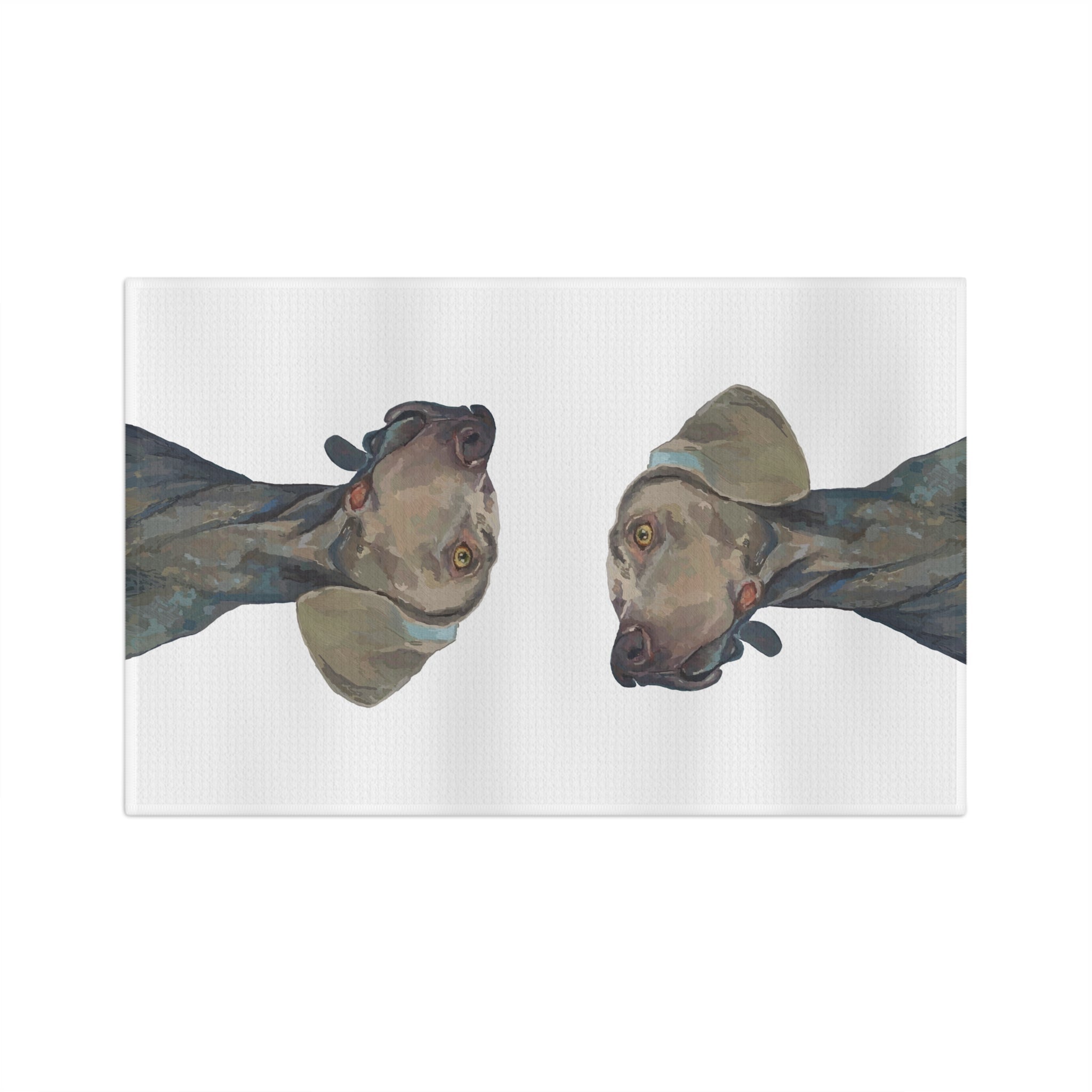 Weimaraner “Annie” Microfiber Waffle Kitchen Towel - Blue Cava
