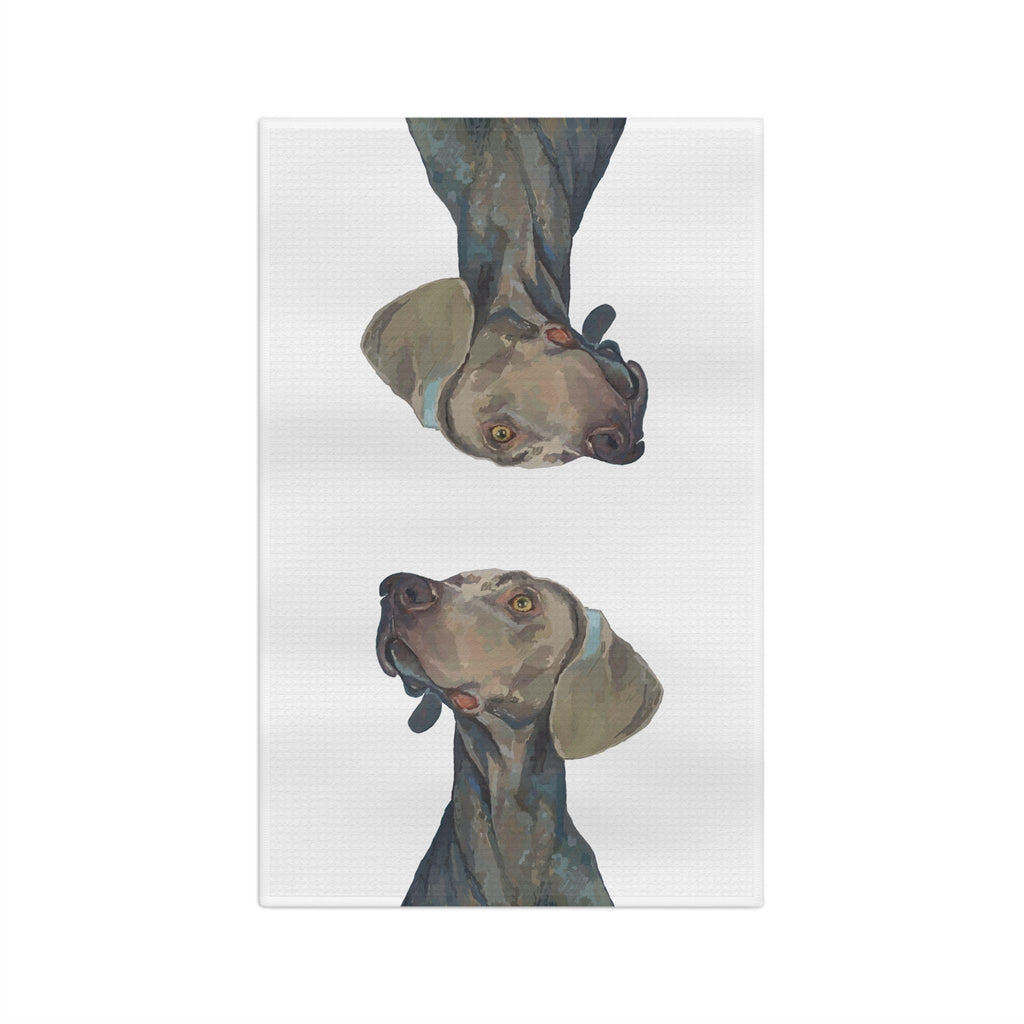 Weimaraner “Annie” Microfiber Waffle Kitchen Towel - Blue Cava