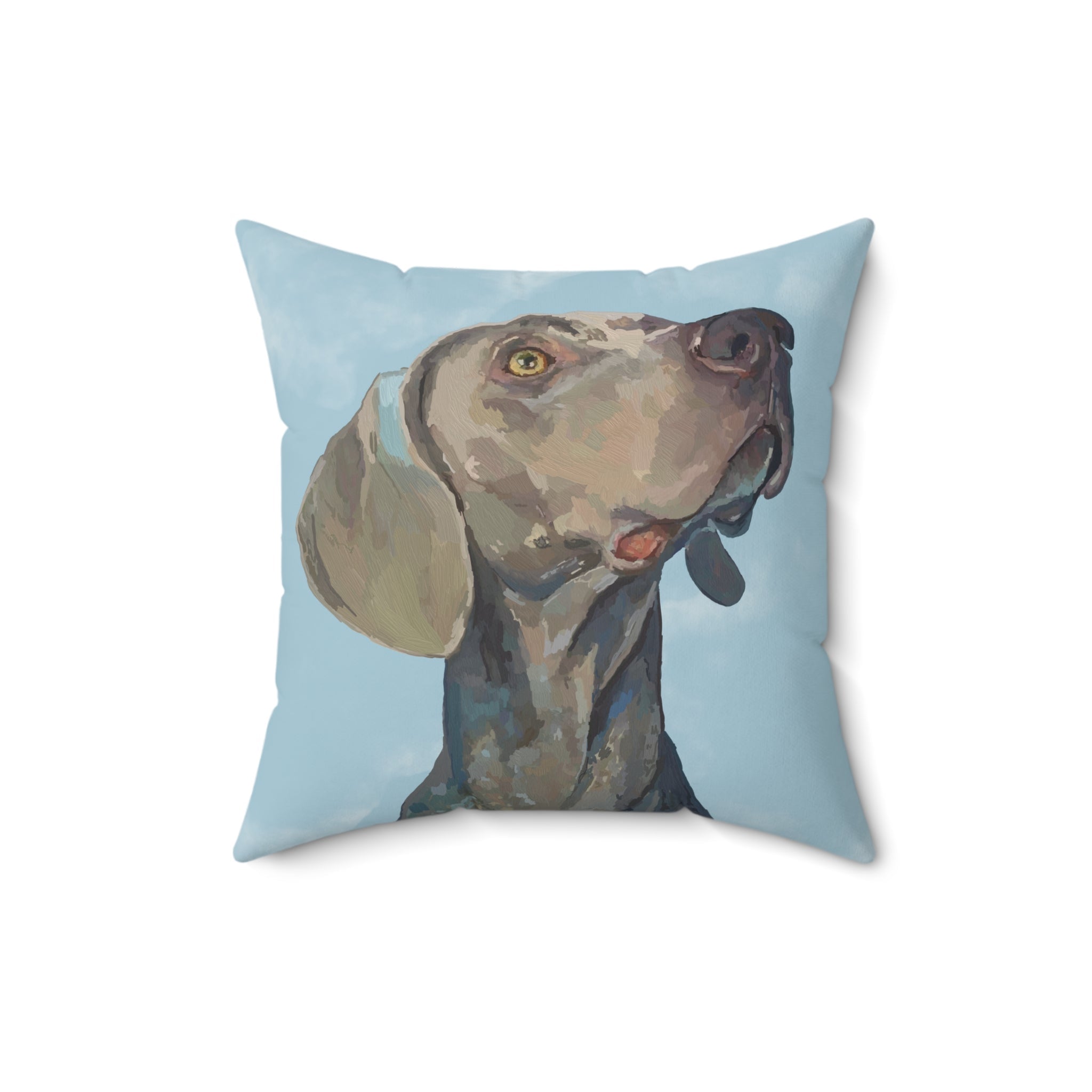 Weimaraner “Annie” Spun Polyester Square Pillow - Blue Cava