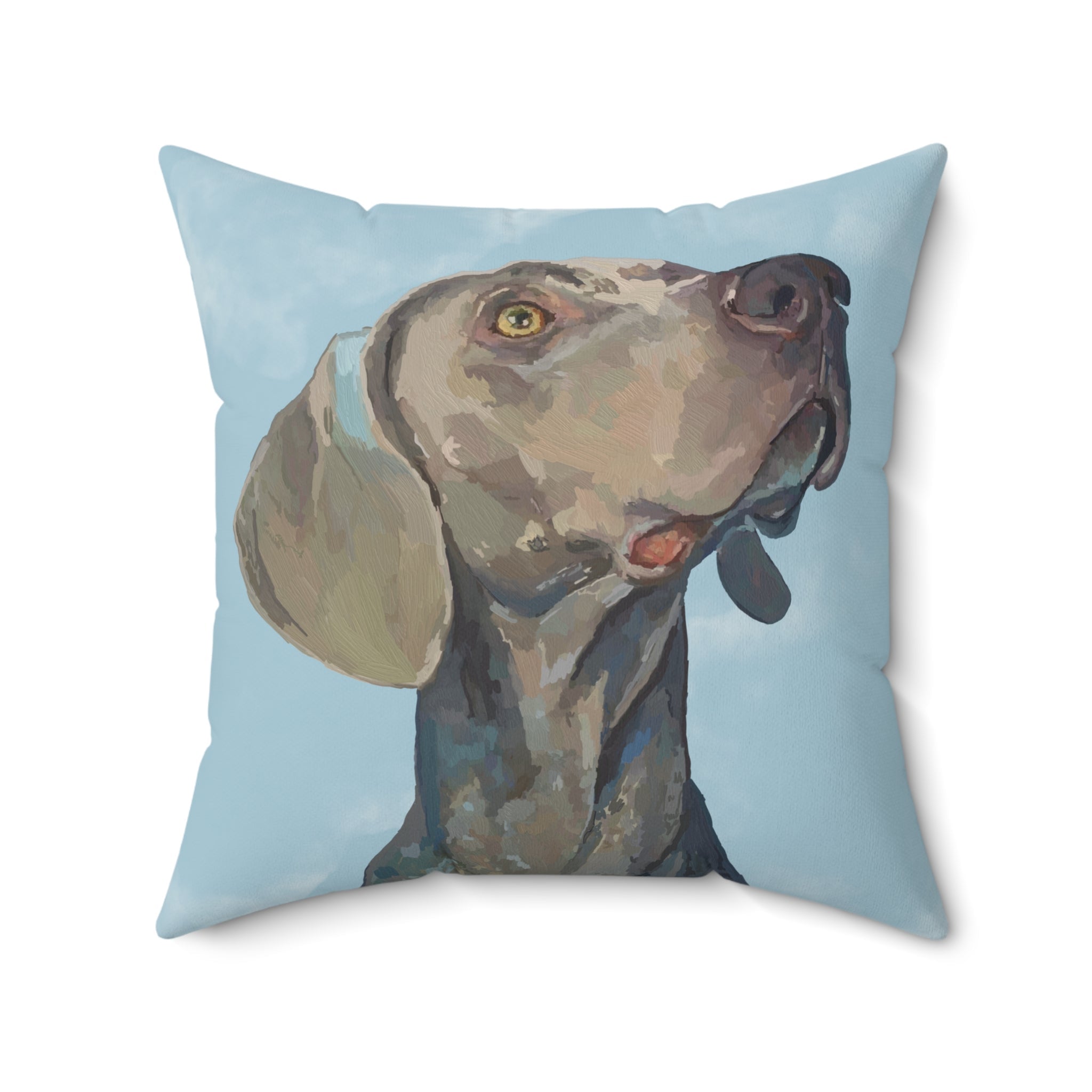 Weimaraner “Annie” Spun Polyester Square Pillow - Blue Cava
