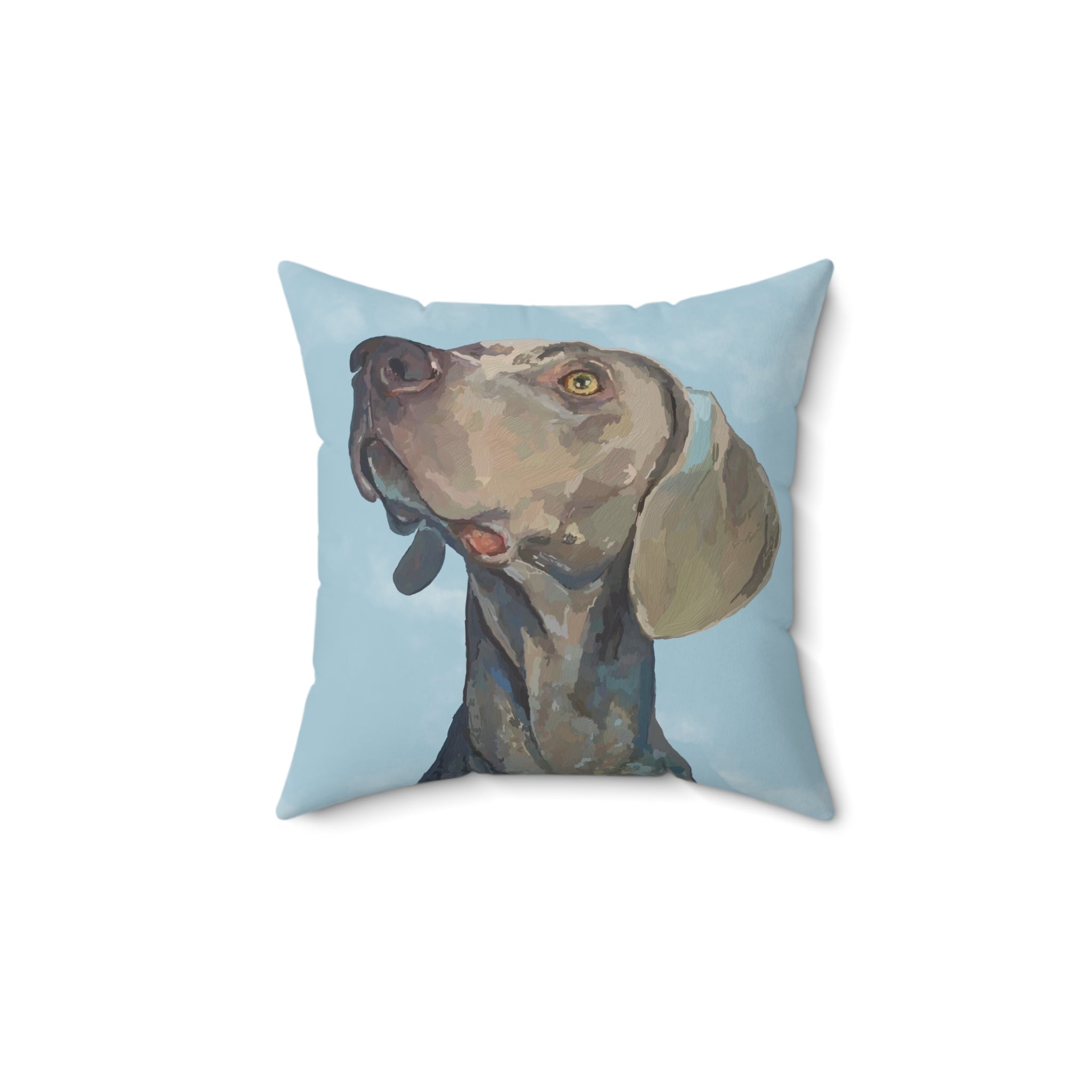 Weimaraner “Annie” Spun Polyester Square Pillow - Blue Cava