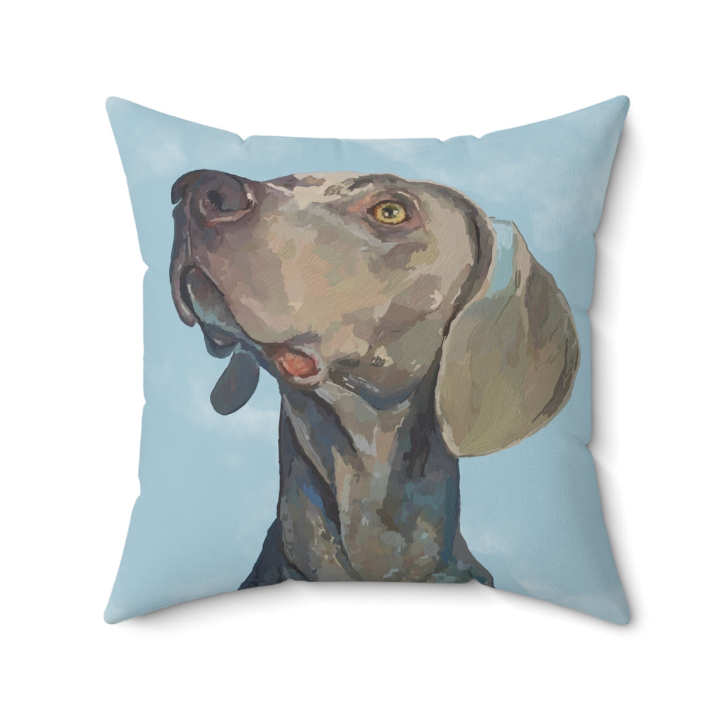 Weimaraner “Annie” Spun Polyester Square Pillow - Blue Cava