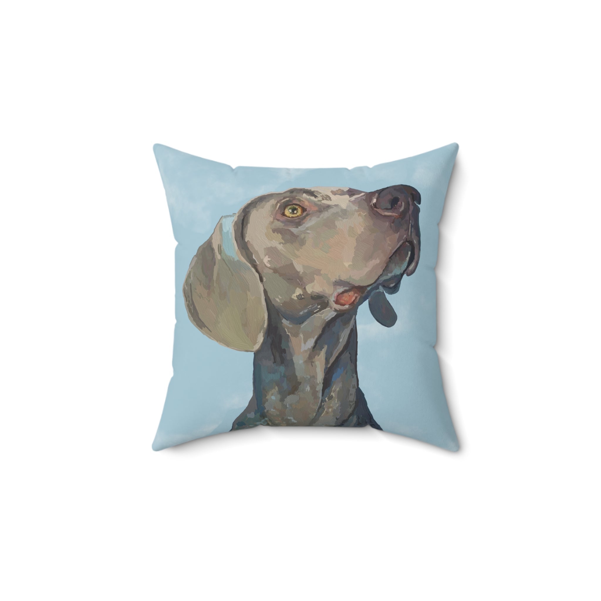 Weimaraner “Annie” Spun Polyester Square Pillow - Blue Cava