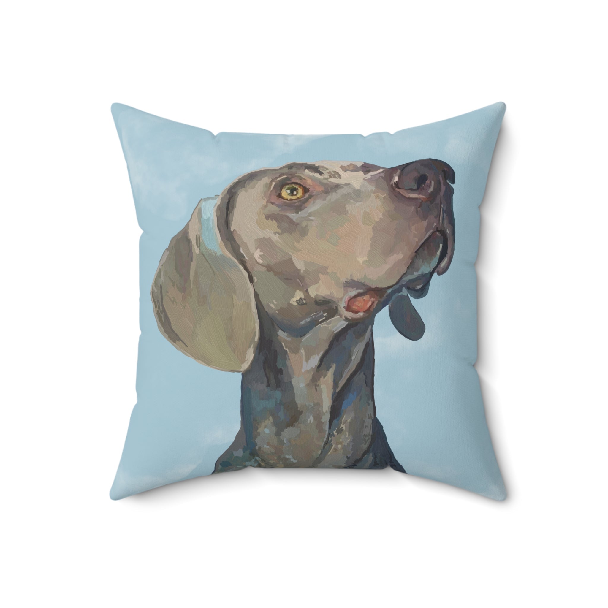 Weimaraner “Annie” Spun Polyester Square Pillow - Blue Cava