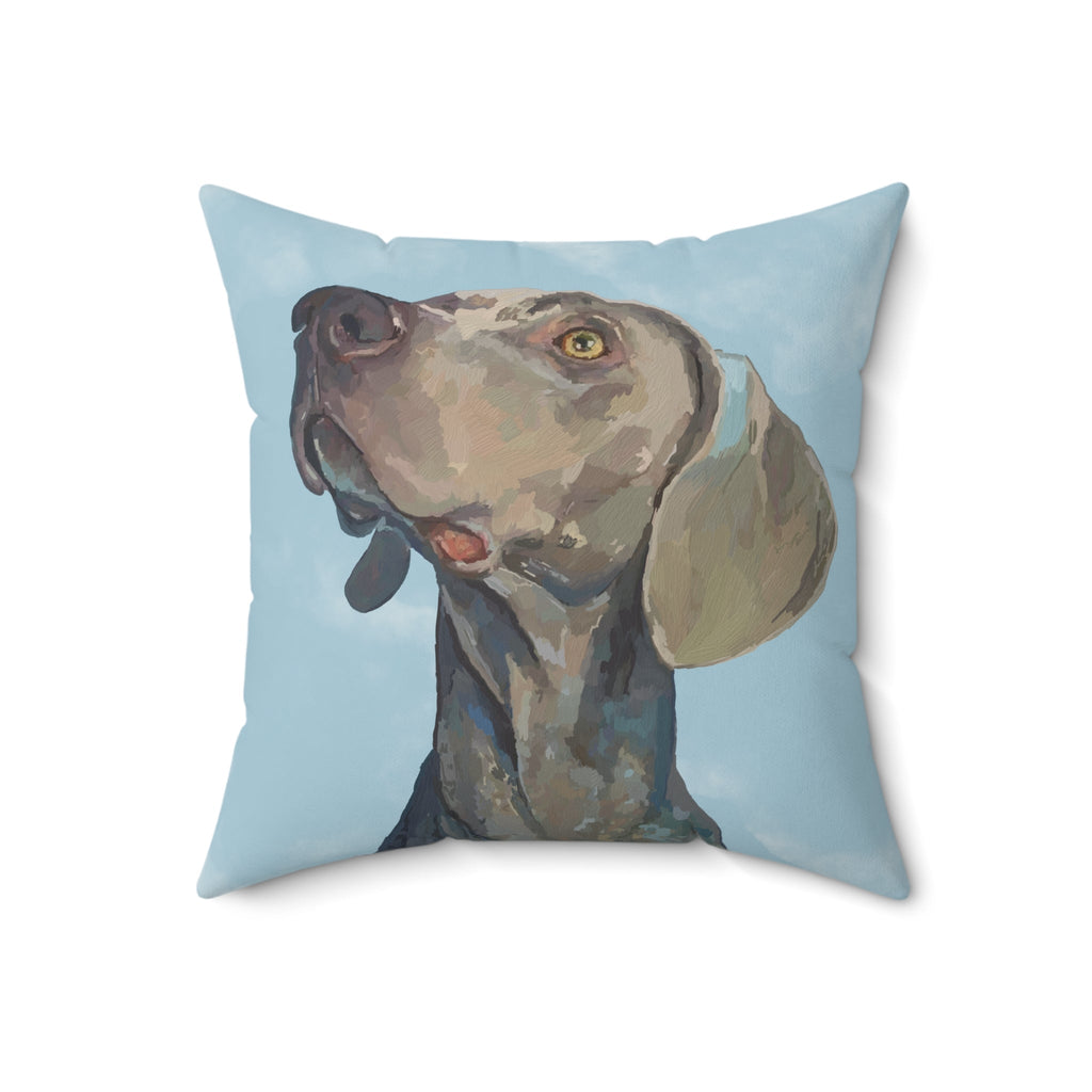 Weimaraner “Annie” Spun Polyester Square Pillow - Blue Cava