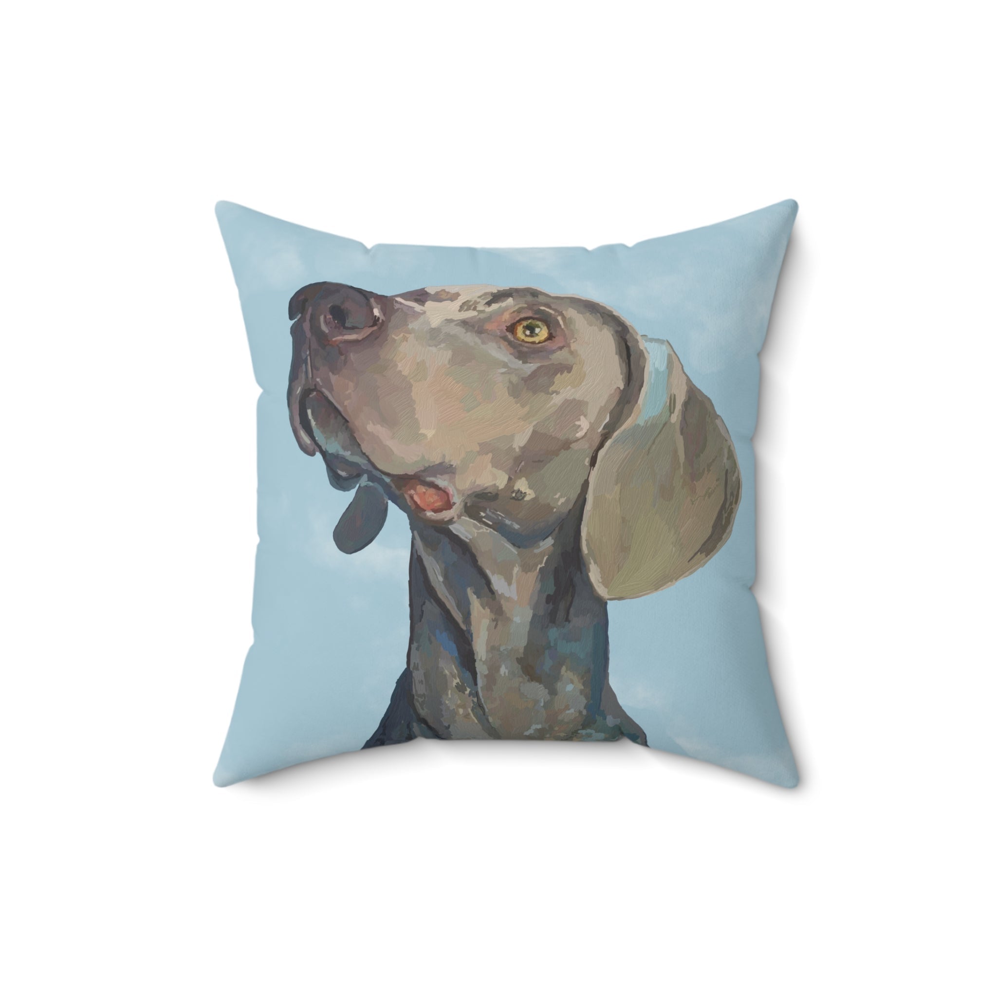 Weimaraner “Annie” Spun Polyester Square Pillow - Blue Cava