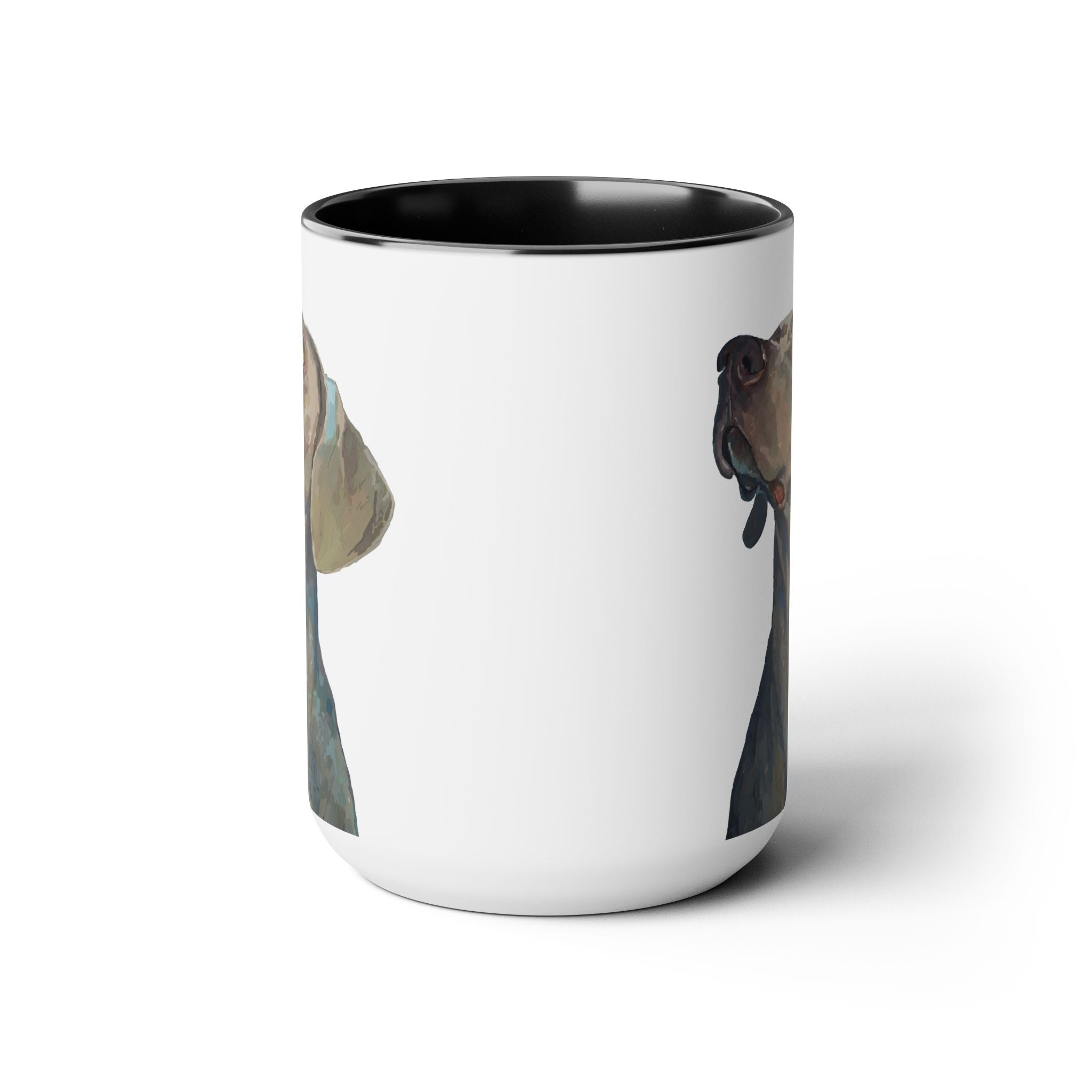 Weimaraner “Annie” Two - Tone Ceramic Coffee Mugs - Blue Cava