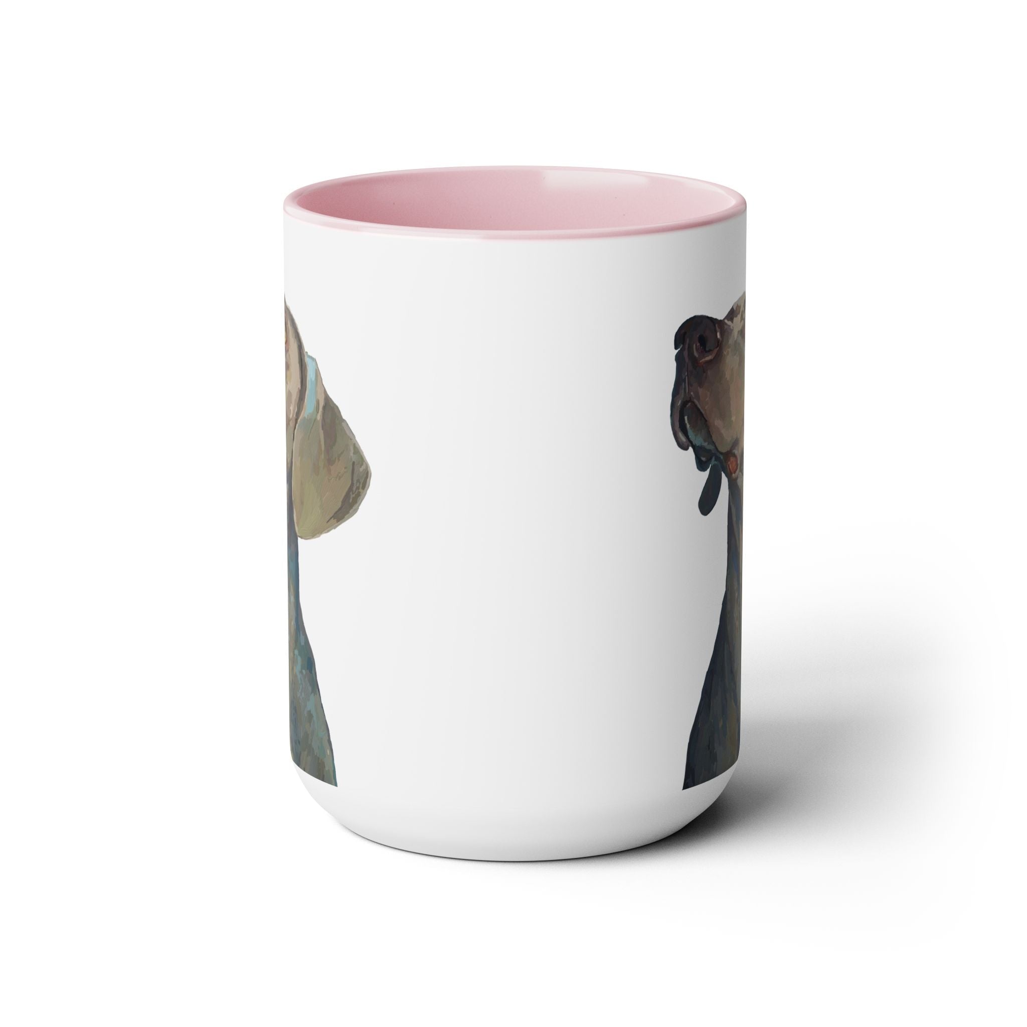 Weimaraner “Annie” Two - Tone Ceramic Coffee Mugs - Blue Cava