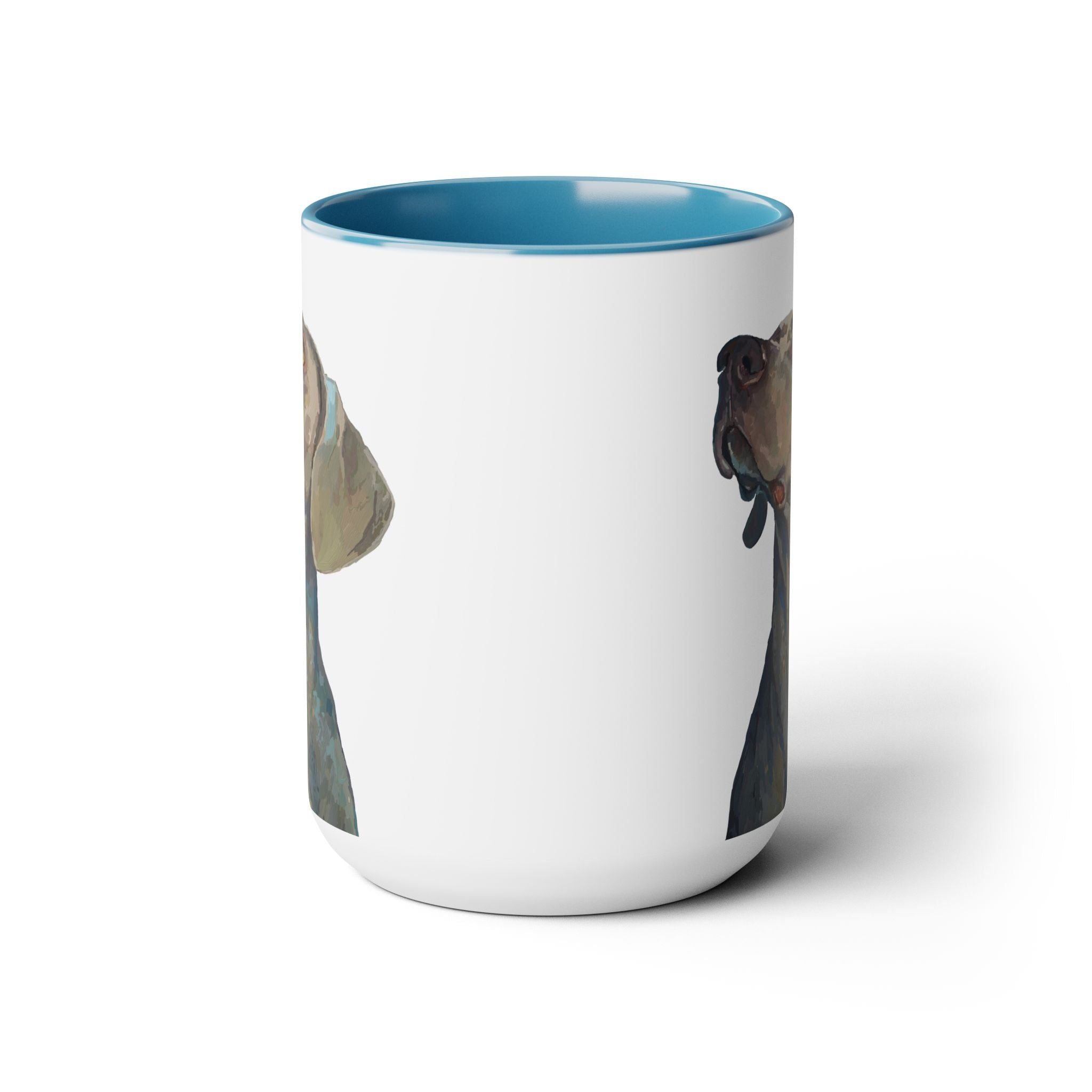 Weimaraner “Annie” Two - Tone Ceramic Coffee Mugs - Blue Cava
