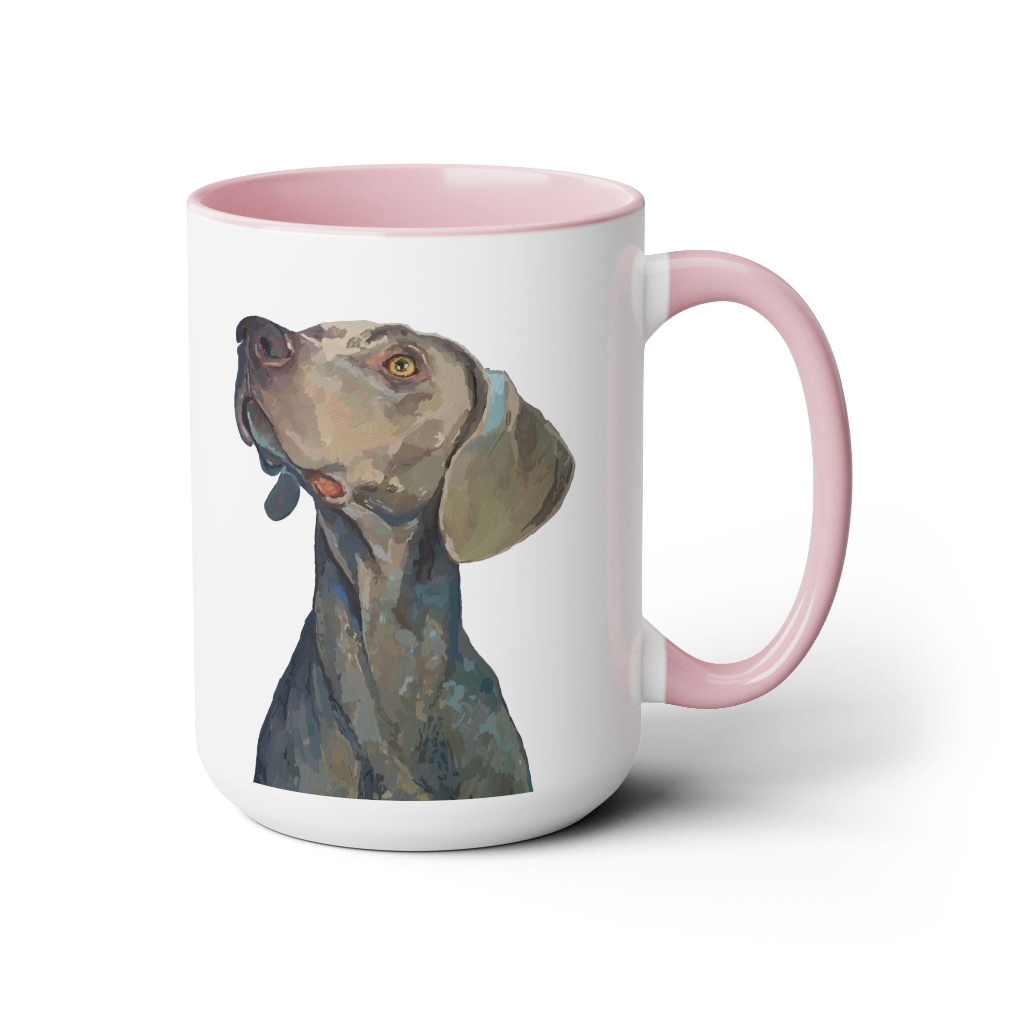 Weimaraner “Annie” Two - Tone Ceramic Coffee Mugs - Blue Cava