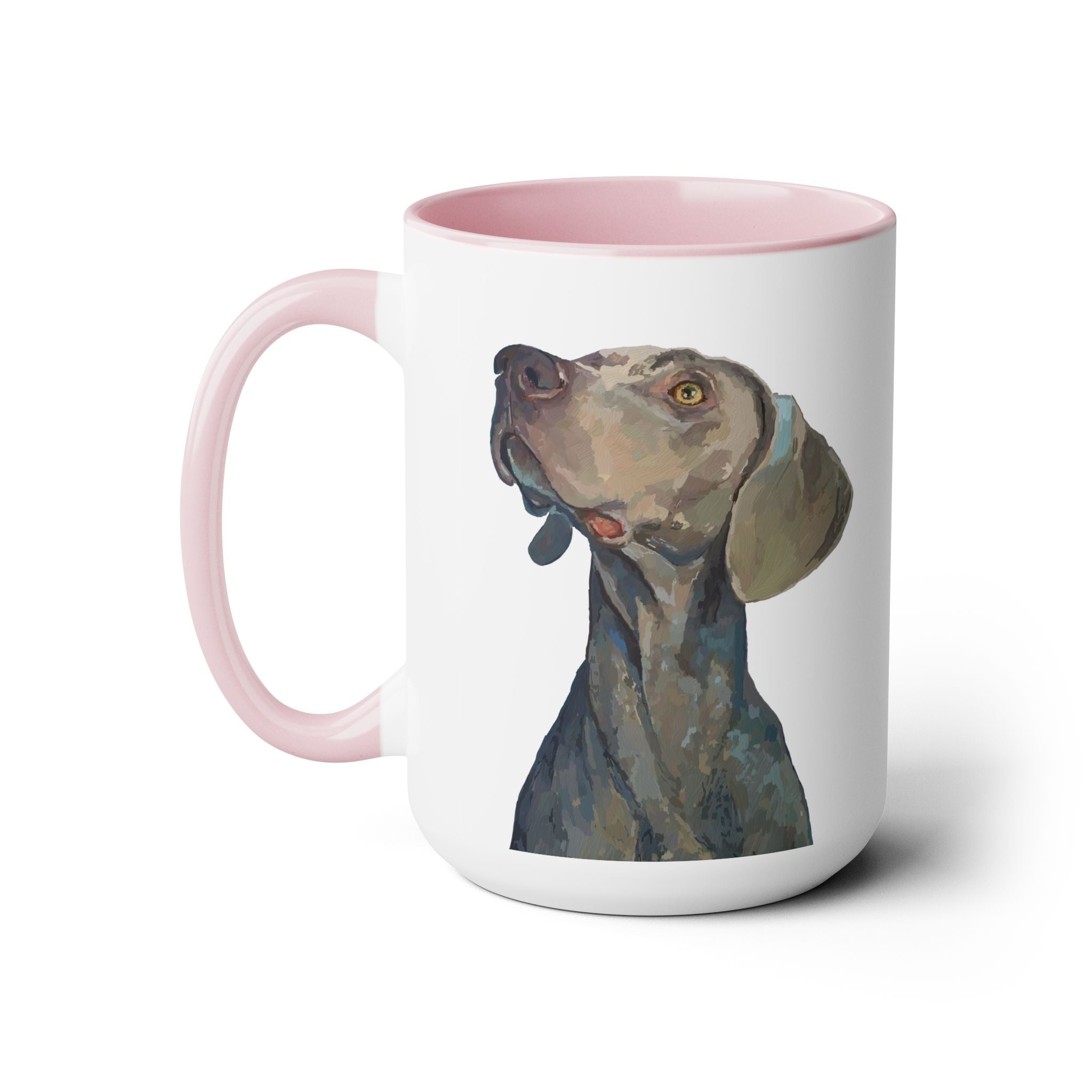 Weimaraner “Annie” Two - Tone Ceramic Coffee Mugs - Blue Cava