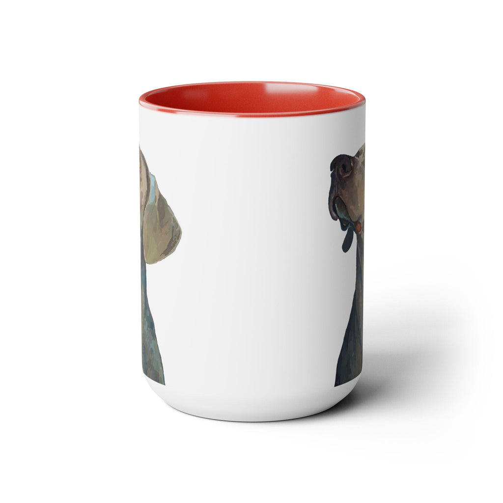 Weimaraner “Annie” Two - Tone Ceramic Coffee Mugs - Blue Cava