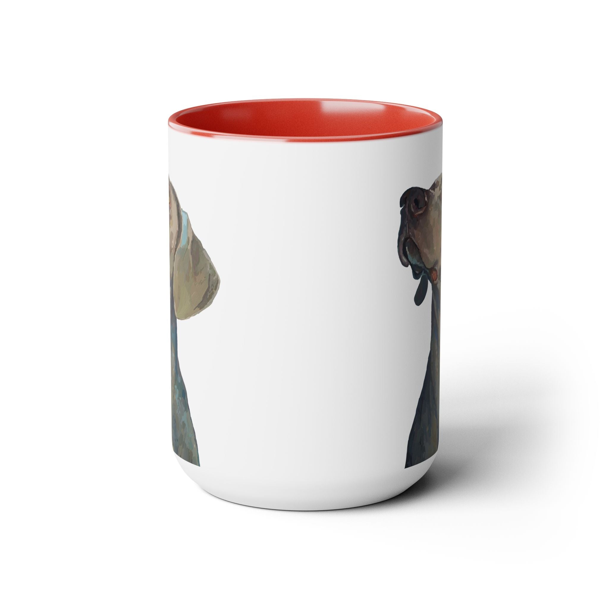Weimaraner “Annie” Two - Tone Ceramic Coffee Mugs - Blue Cava