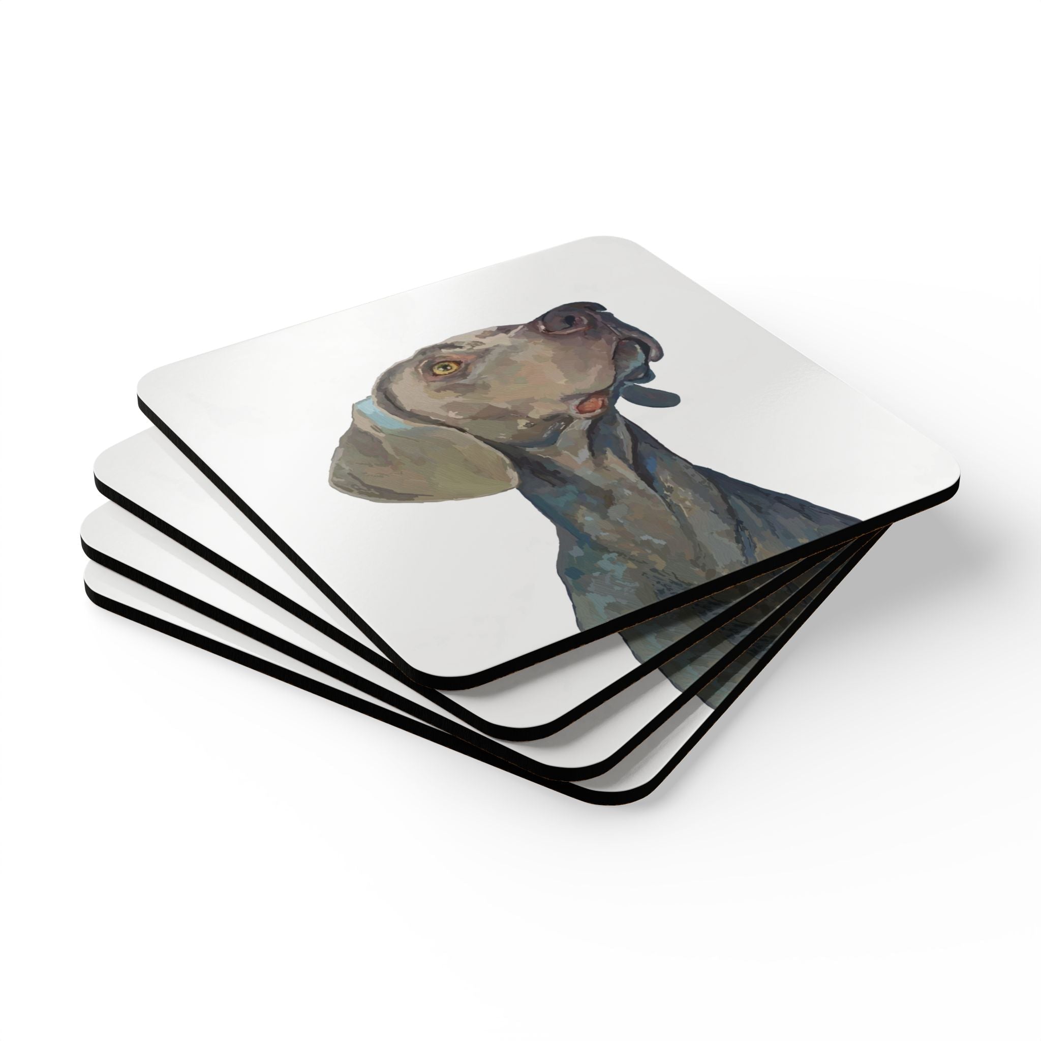 Weimaraner Corkwood Coaster Set - Blue Cava