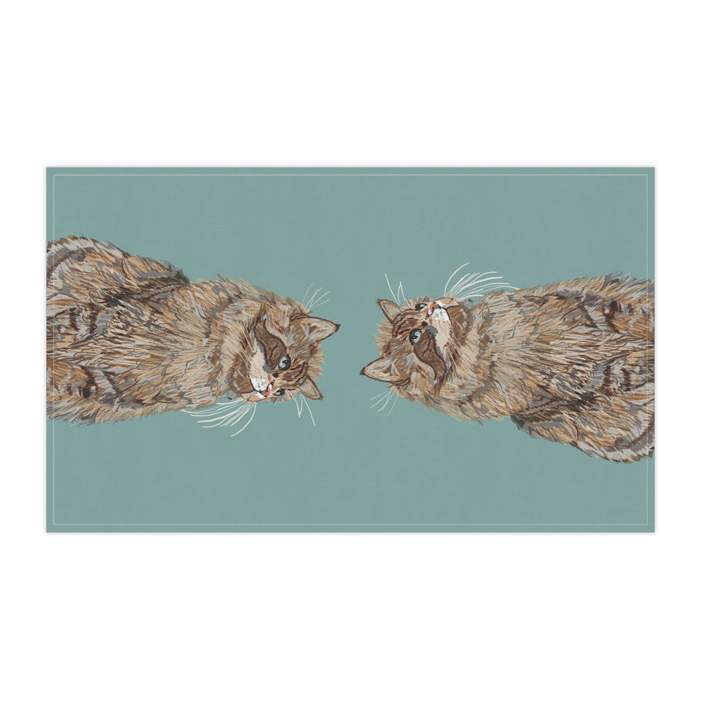 Whimsical Cat Kitchen Tea Towels - Blue Cava