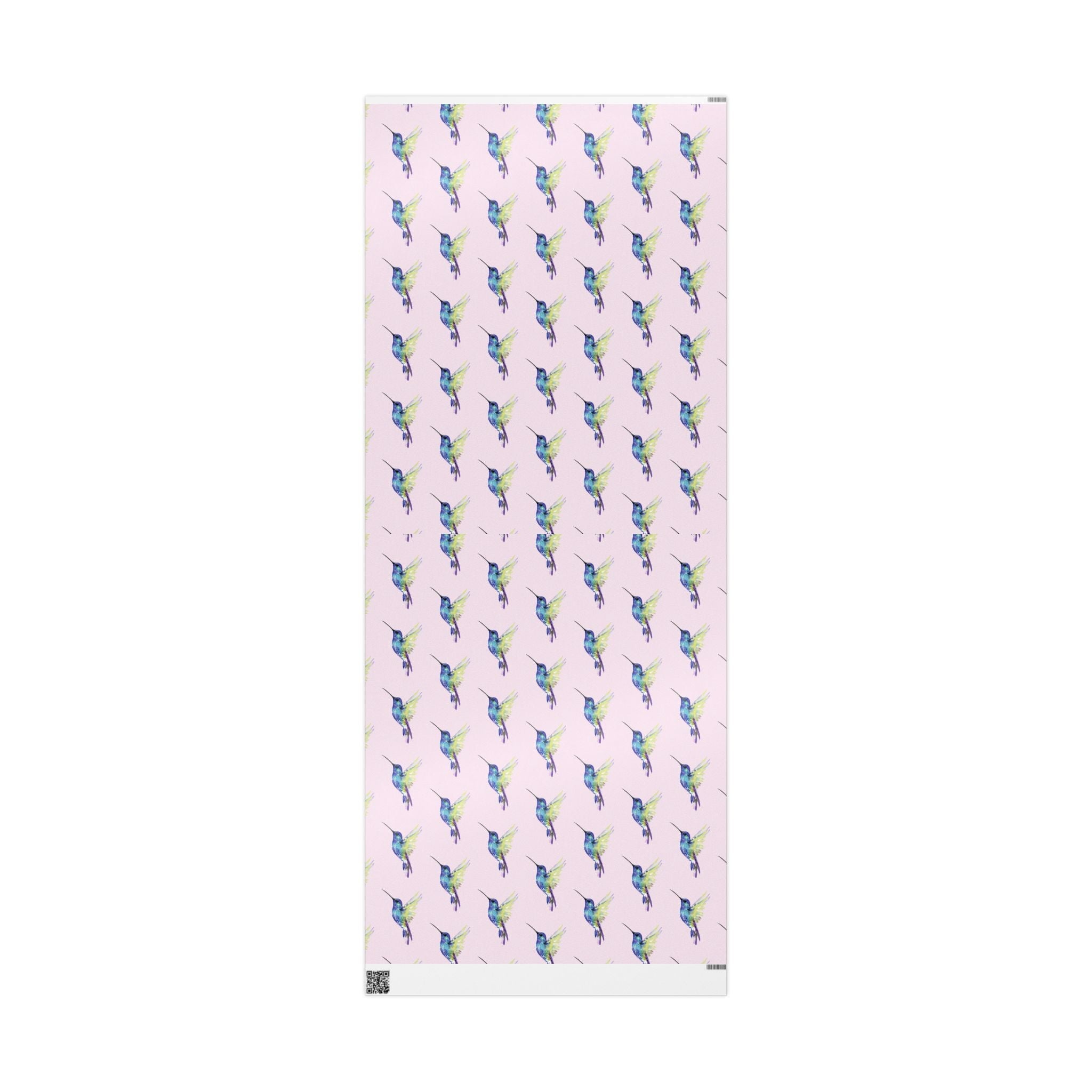 Whimsical Hummingbird Wrapping Paper | Eco-Friendly in matte or glossy available in 30 x 36, 30 x 72 or 30 x 180 - Blue Cava