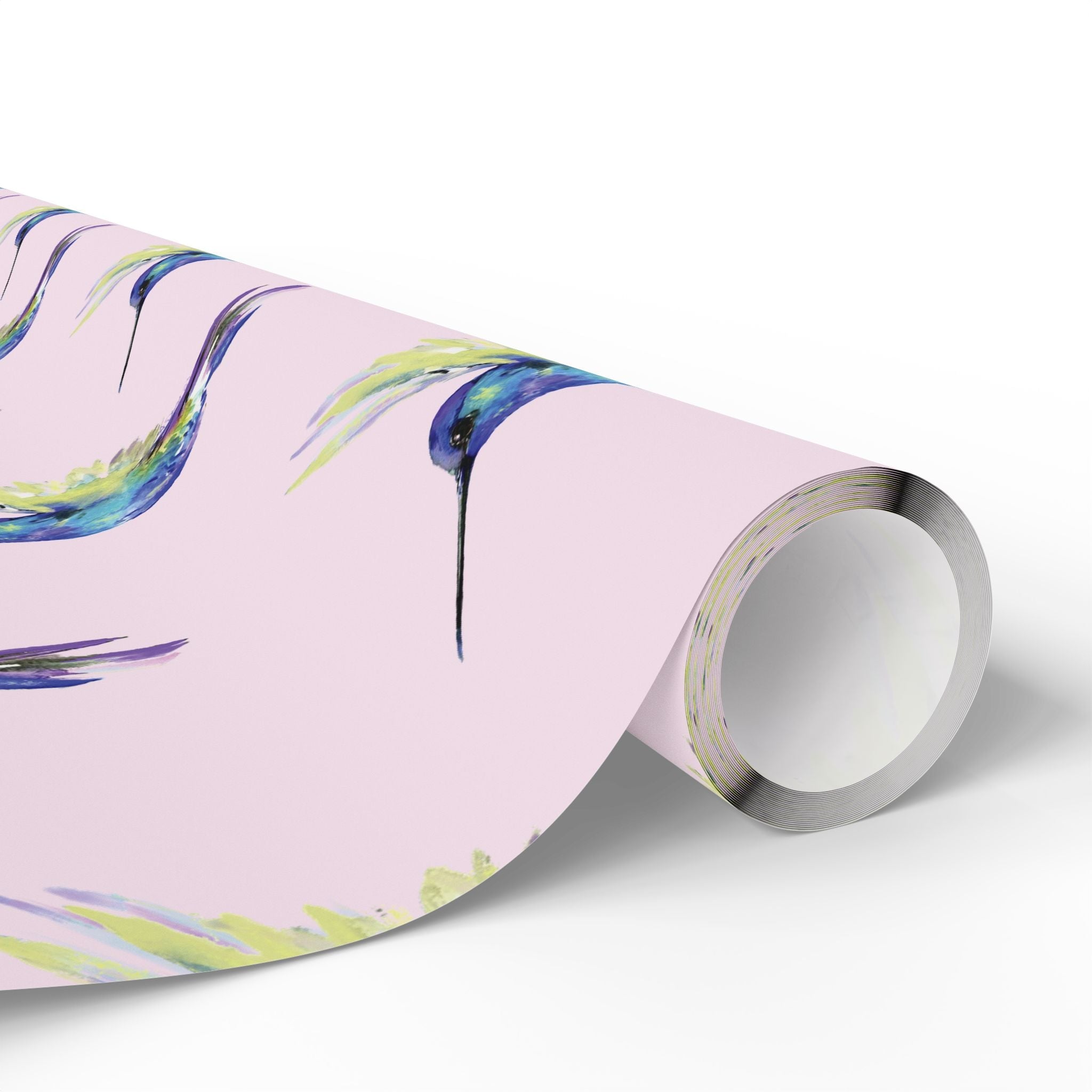 Whimsical Hummingbird Wrapping Paper | Eco-Friendly in matte or glossy available in 30 x 36, 30 x 72 or 30 x 180 - Blue Cava
