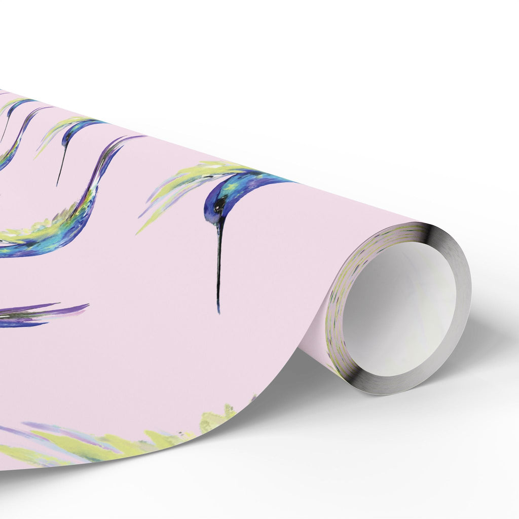 Whimsical Hummingbird Wrapping Paper | Eco-Friendly in matte or glossy available in 30 x 36, 30 x 72 or 30 x 180 - Blue Cava